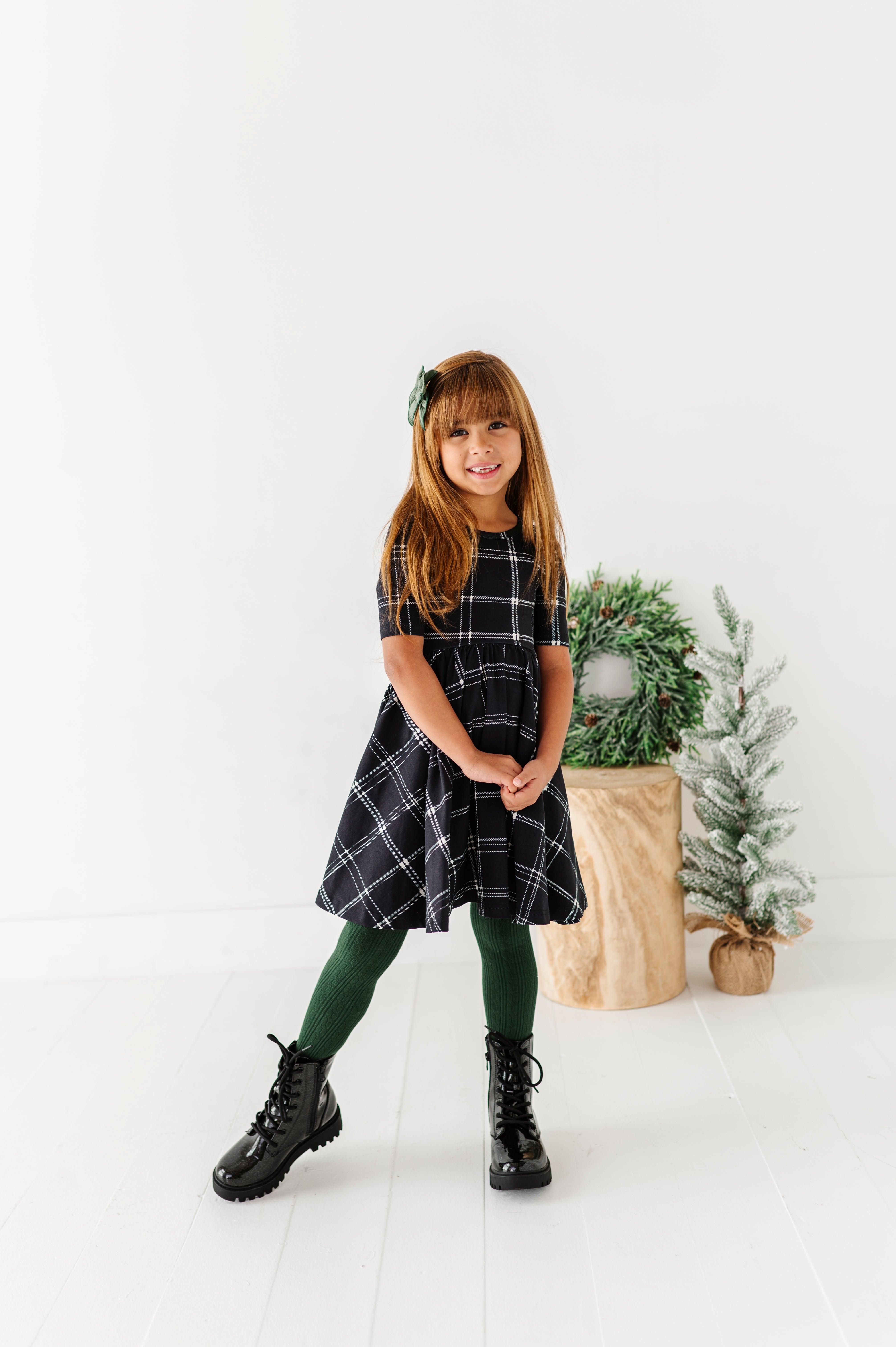 Black Plaid Dress | Scoop Back Dress