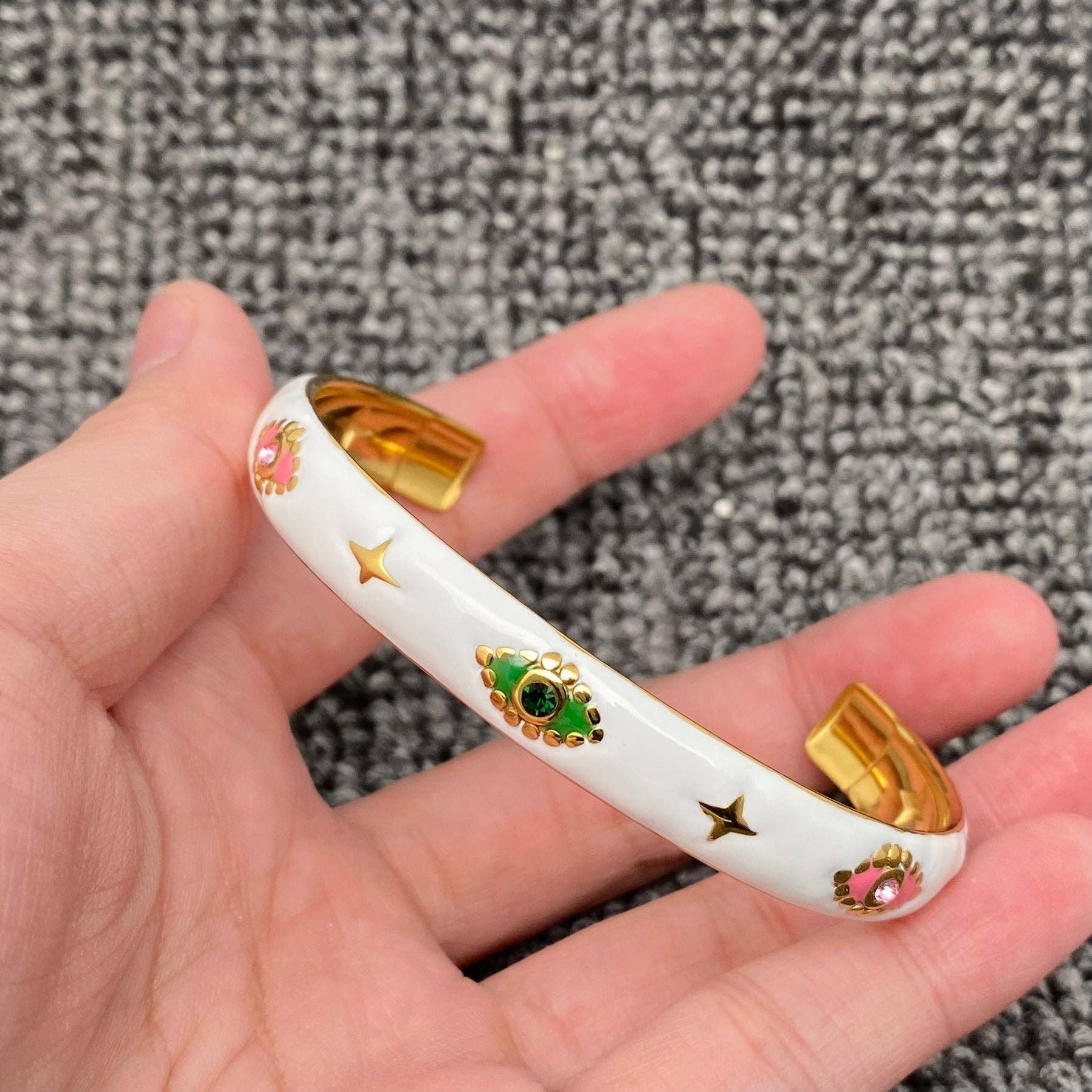 Enamel Evil Eye 18K Gold Plated Cuff Bracelet - Bexa Boutique