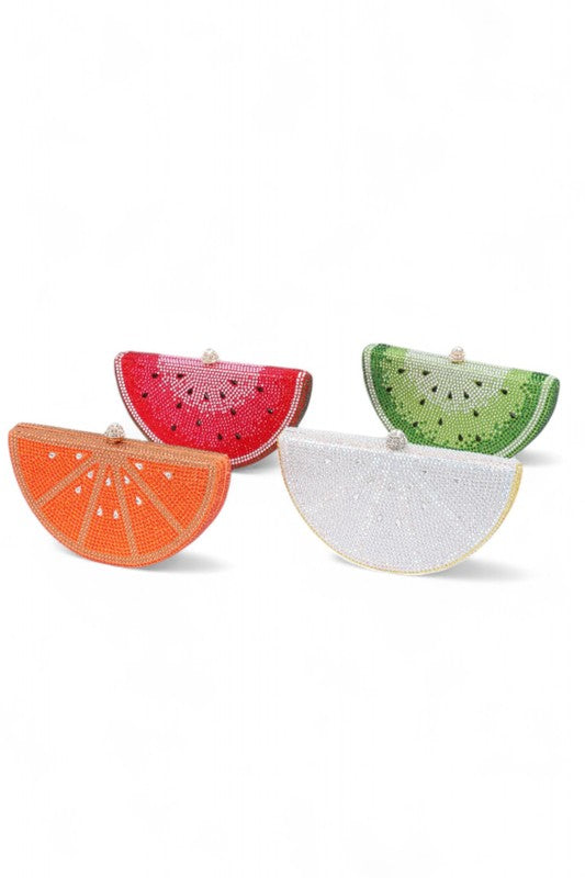 Rhinestone Iconic Fruit Slice Box Clutch - CLEAR - Bexa Boutique