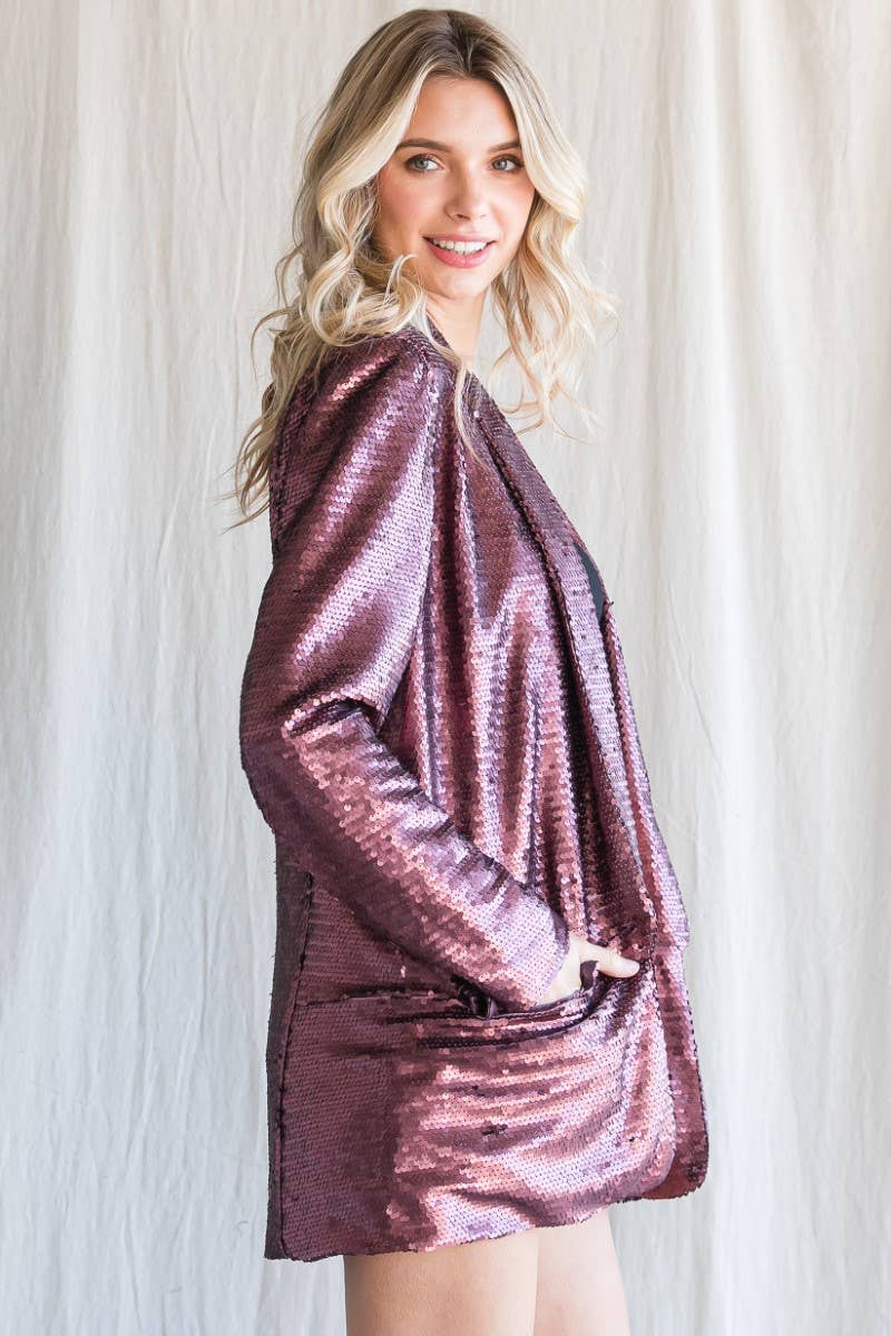 Sequin Shawl Lapel Blazer