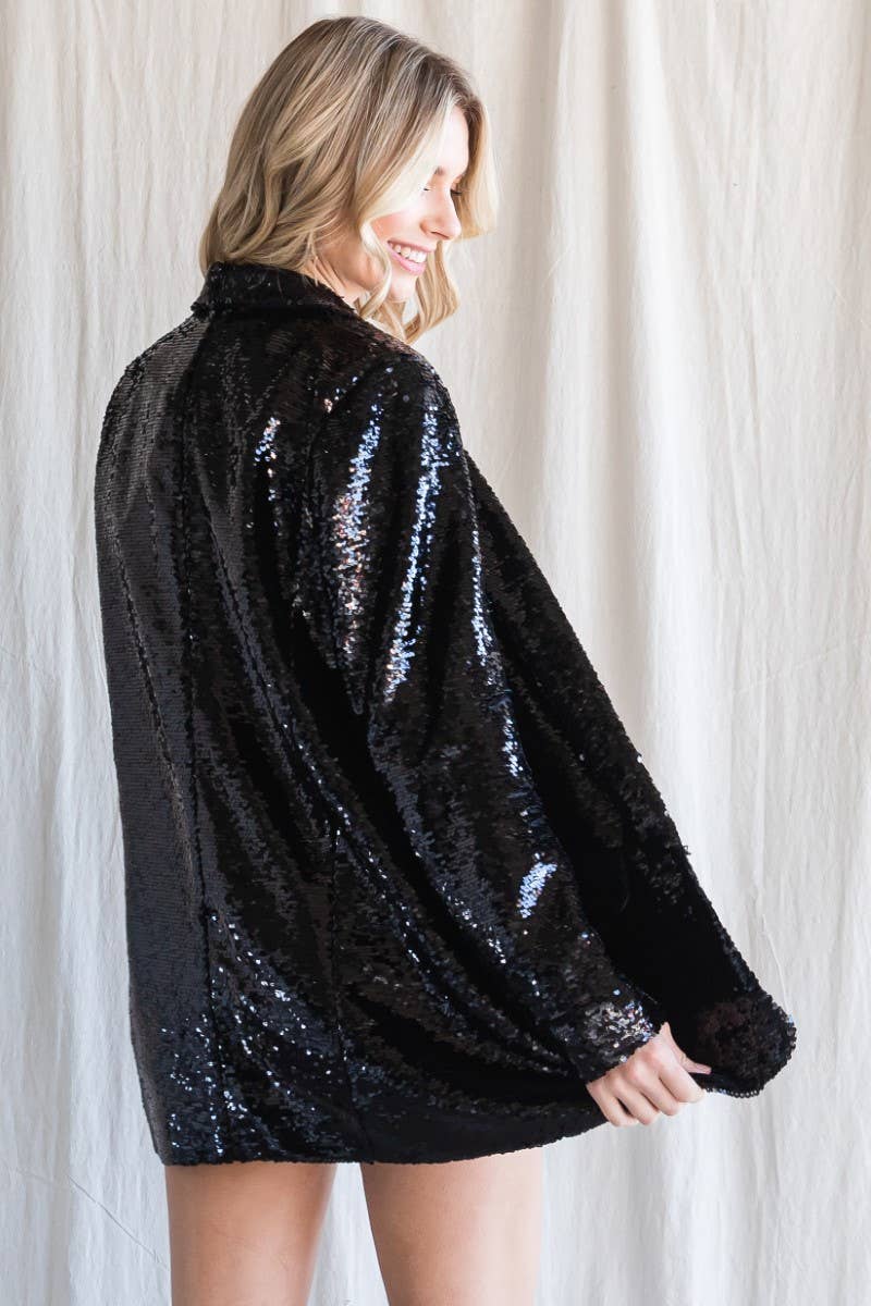 Sequin Shawl Lapel Blazer