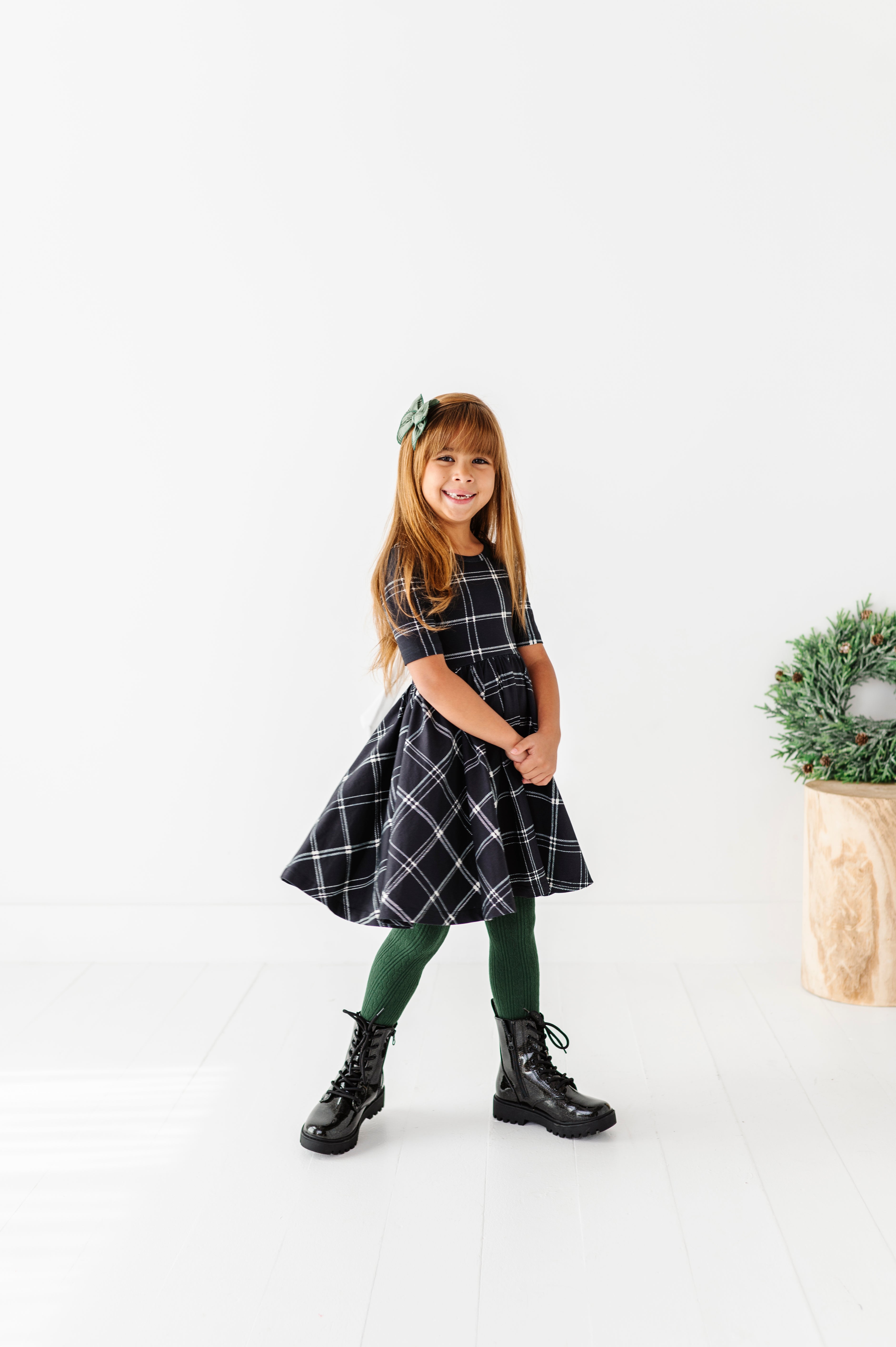 Black Plaid Dress | Scoop Back Dress