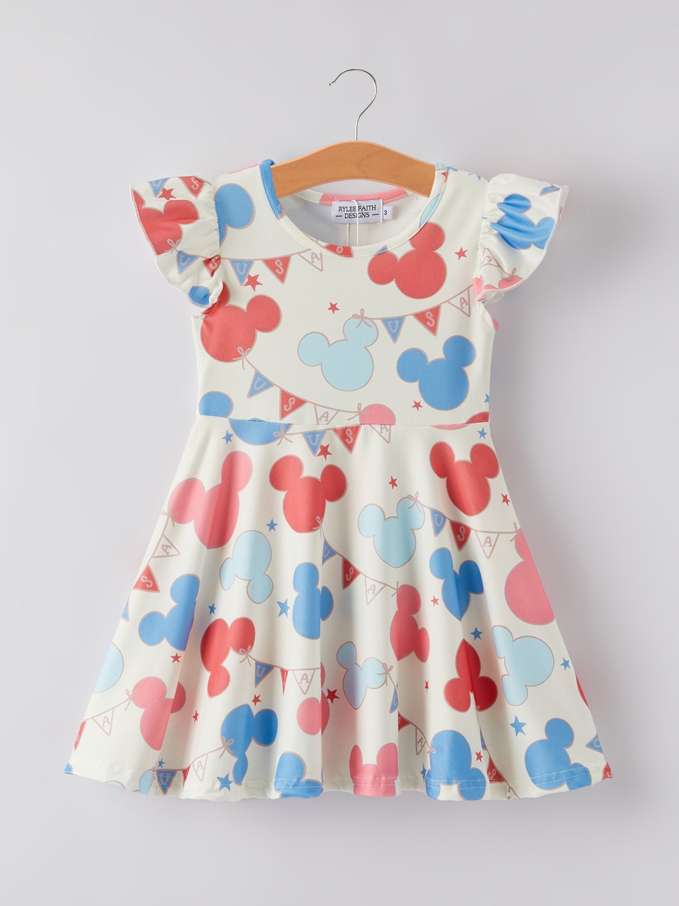 4th of july Cartoon Flag Print Girls Dress - Bexa Boutique