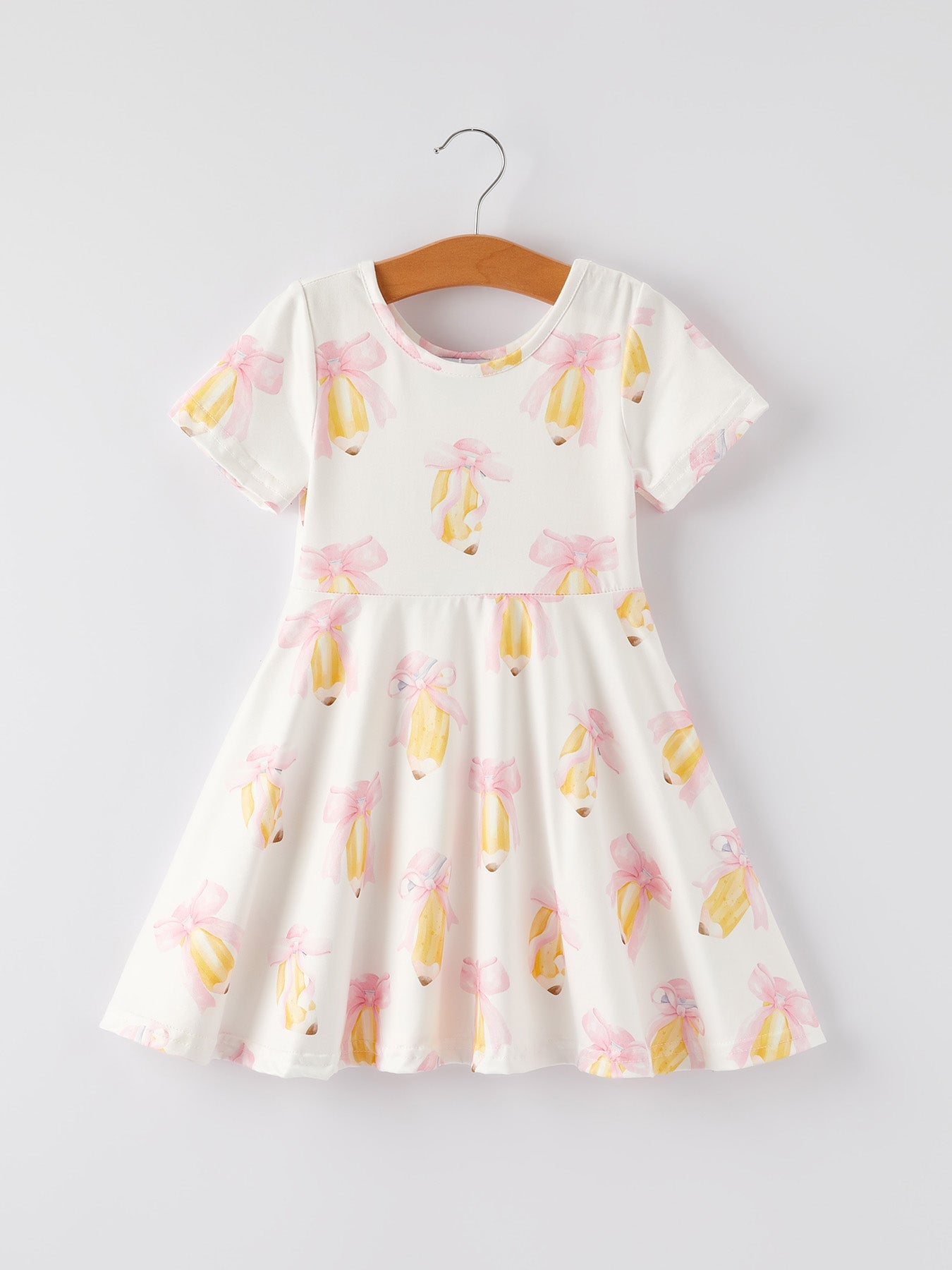 Back to School Bow Pencil Print Girls Dress - Bexa Boutique