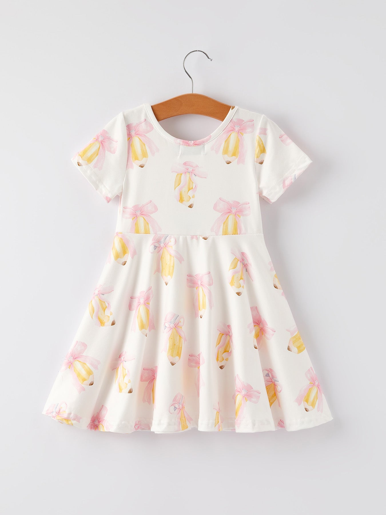 Back to School Bow Pencil Print Girls Dress - Bexa Boutique