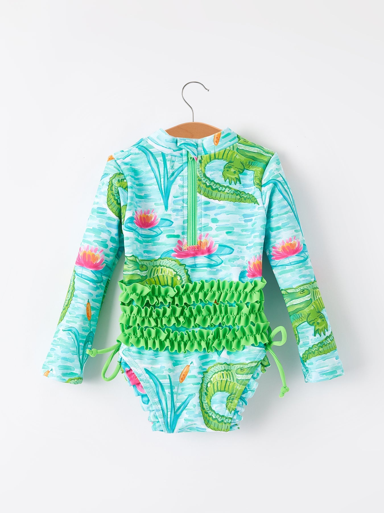 "Crocodile" Green Girls' Swimsuit - Bexa Boutique