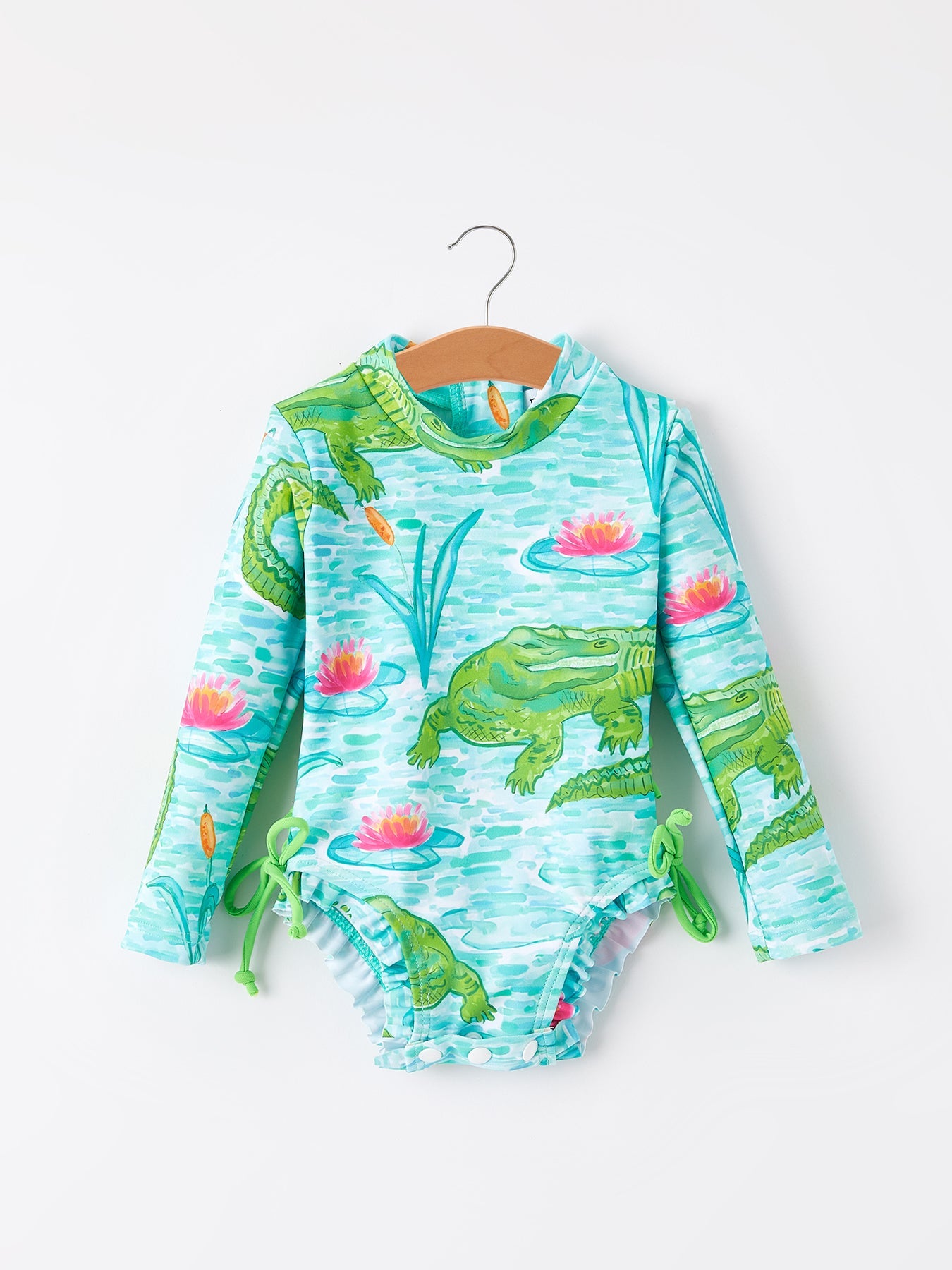 "Crocodile" Green Girls' Swimsuit - Bexa Boutique