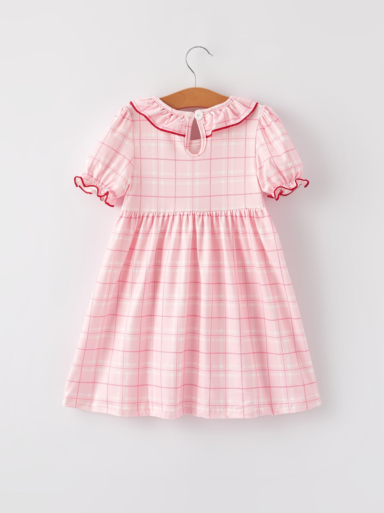 Strawberry Applique Girls Pink Plaid Dress - Bexa Boutique