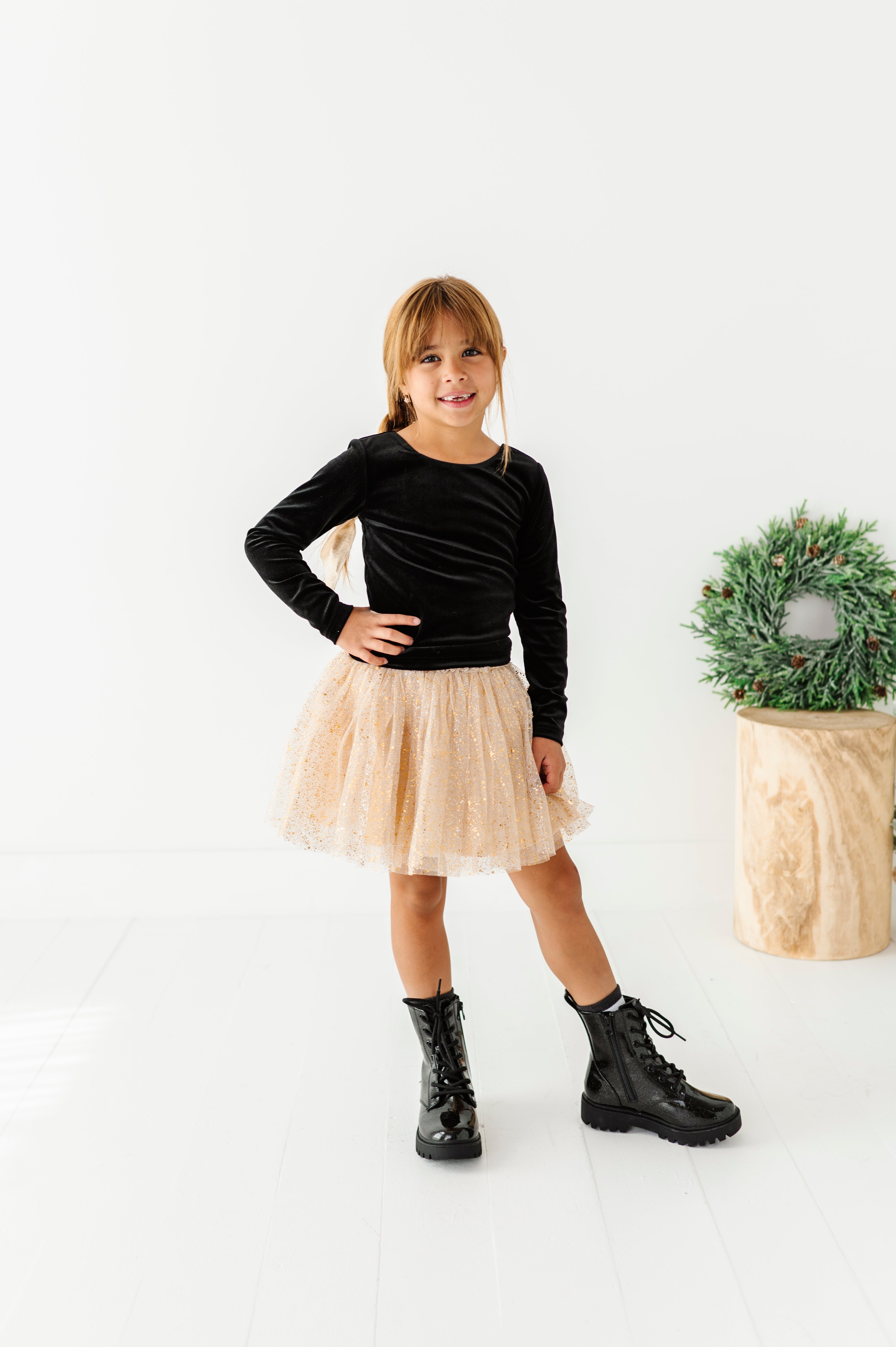 Black Velvet Top | Bow Back Long Sleeve Top