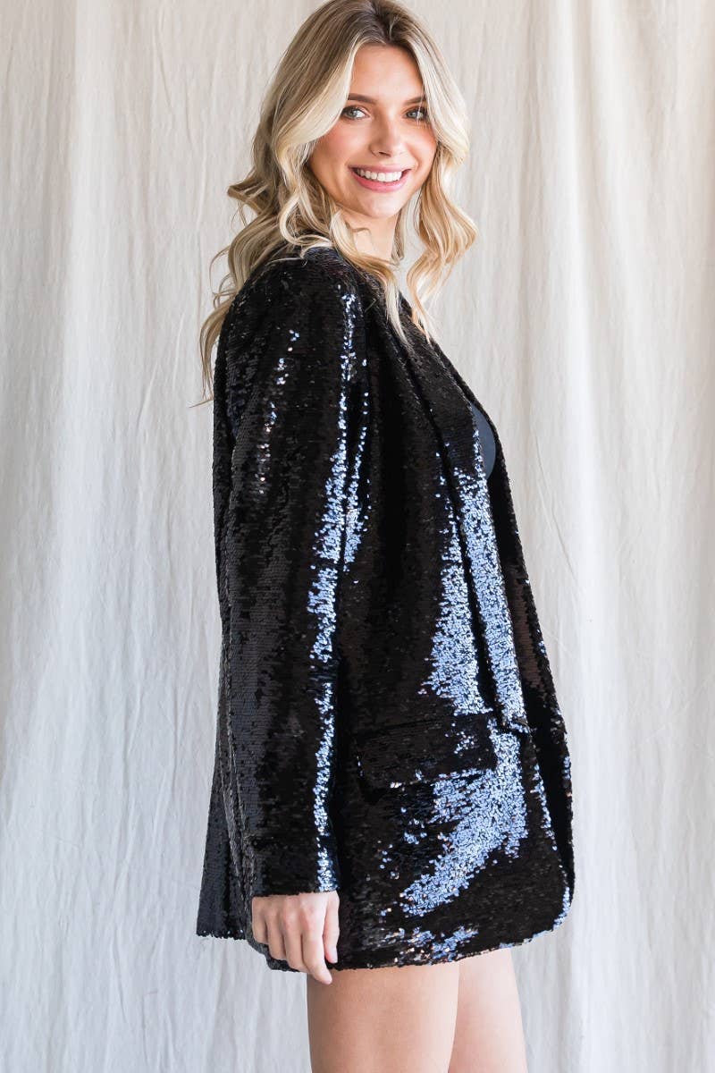 Sequin Shawl Lapel Blazer