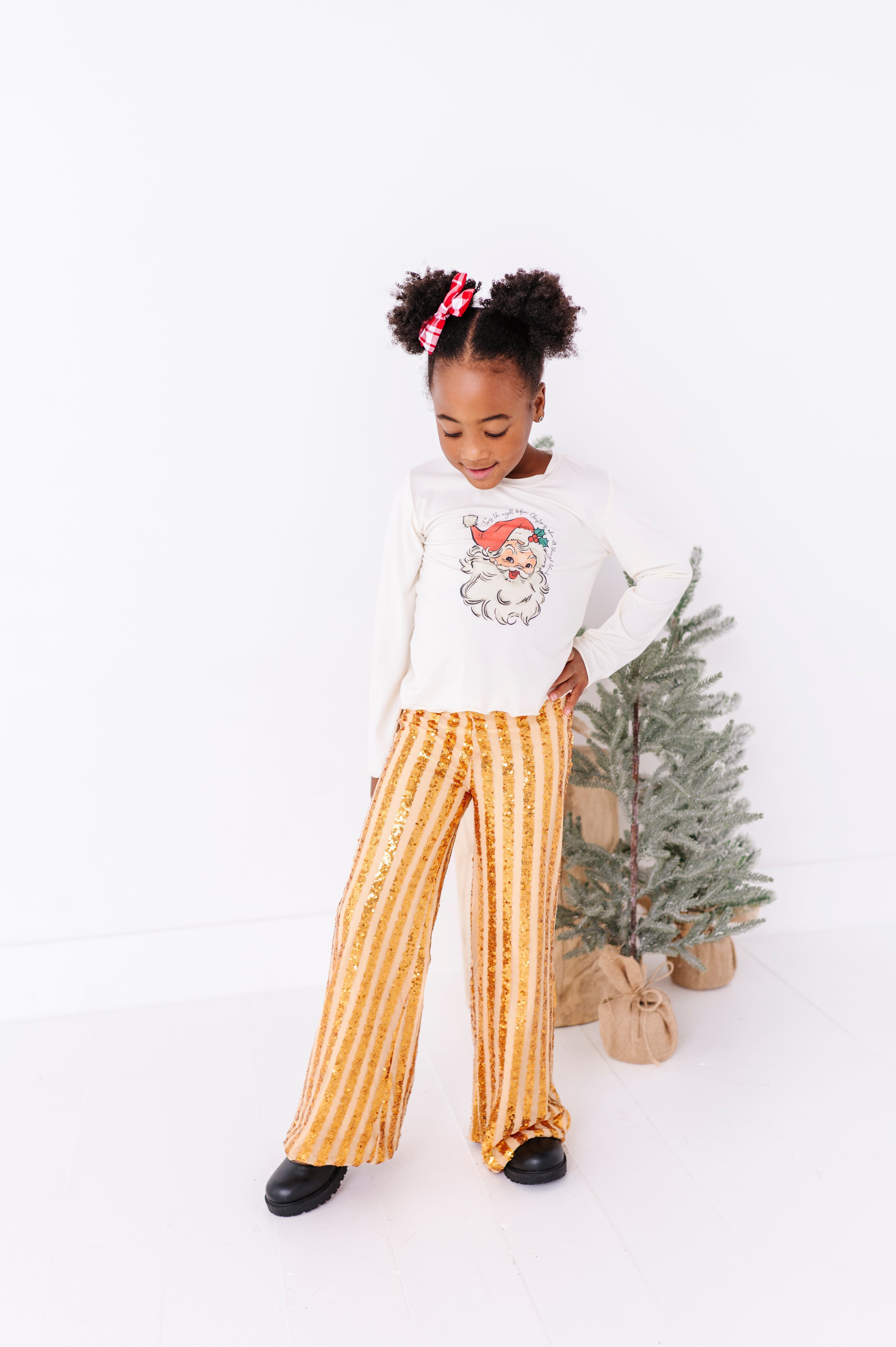 Gold Sequin Stripe Pants | Wide-Leg Pants