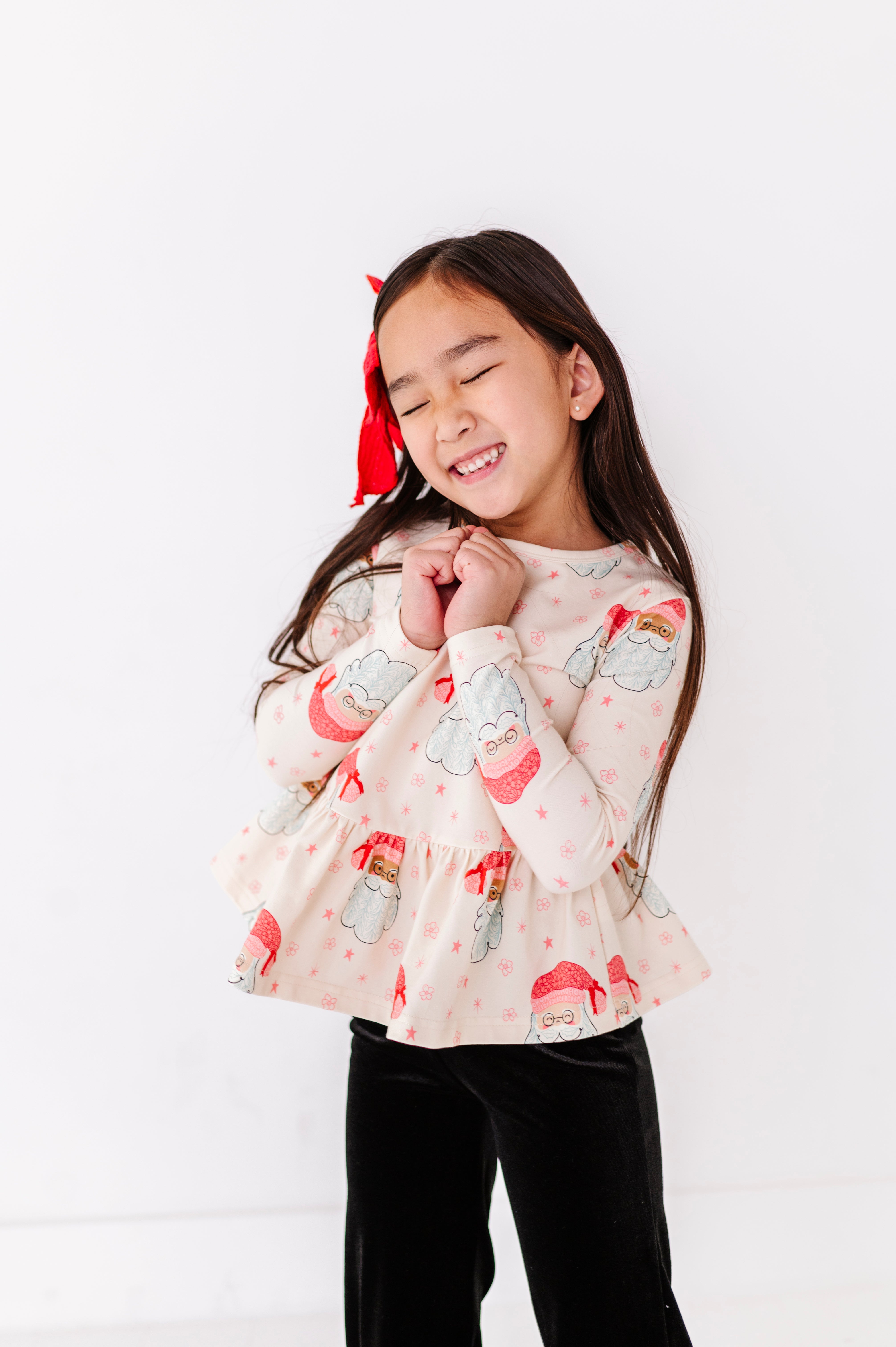 Pink Santas Top | PEPLUM