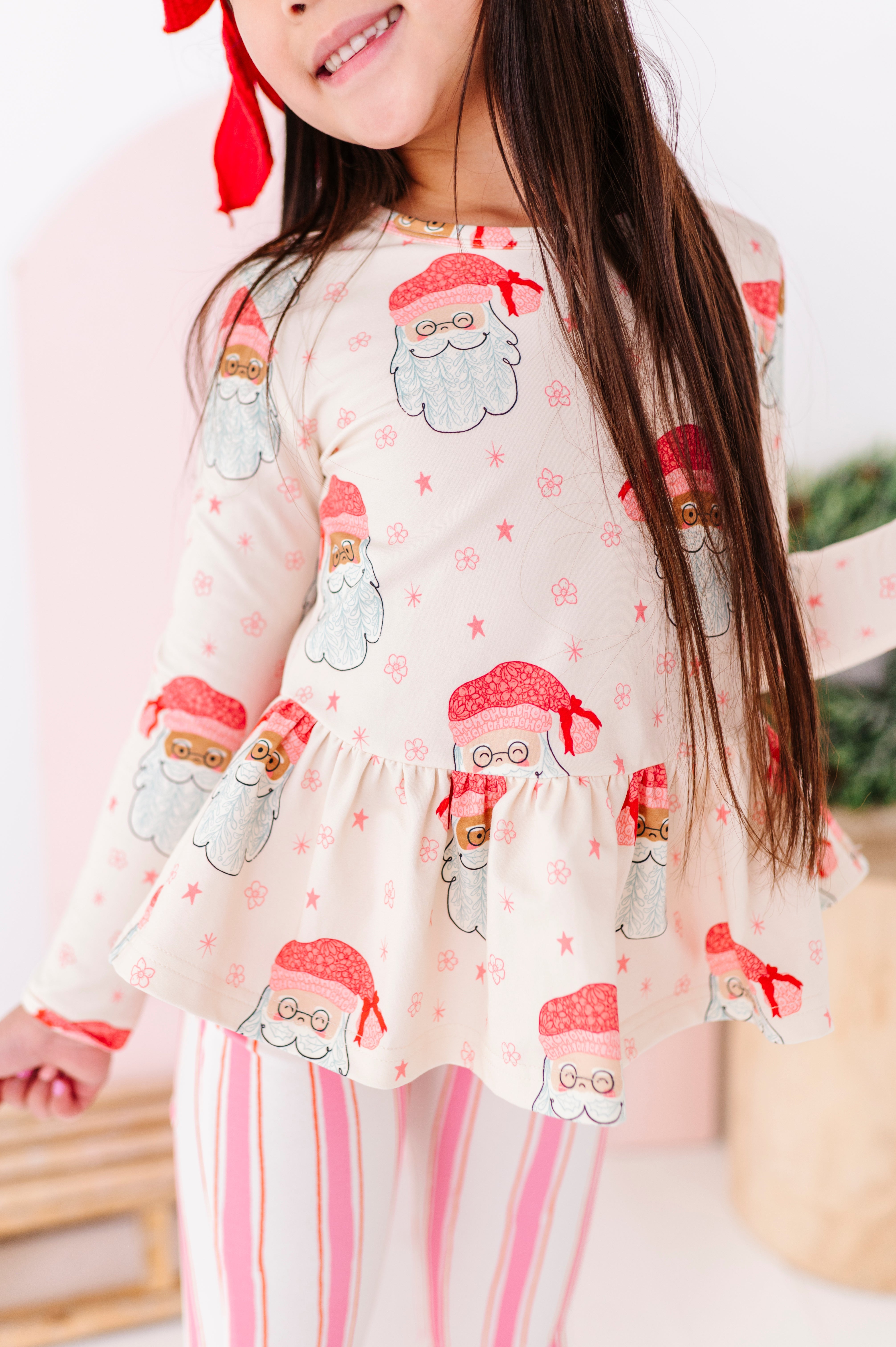 Pink Santas Top | PEPLUM