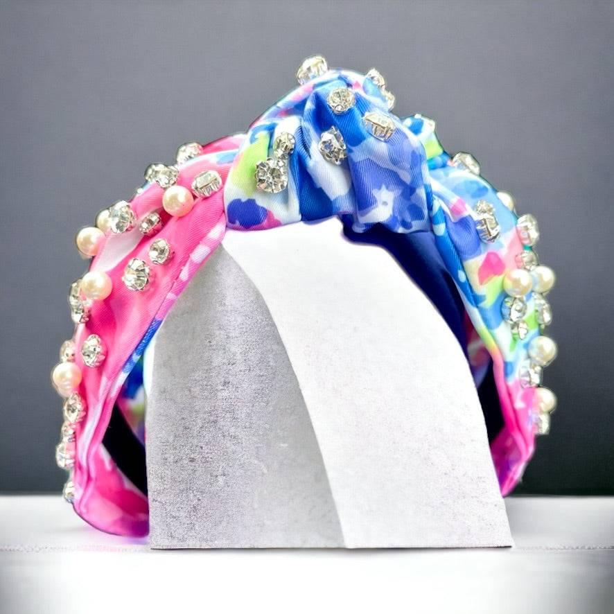 Palm Beach Lemon Wedge Pearl & Rhinestone Knotted Headband - Bexa Boutique