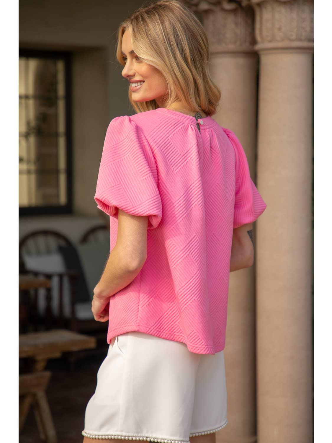 Bubble Short Sleeve Textured Knit Top