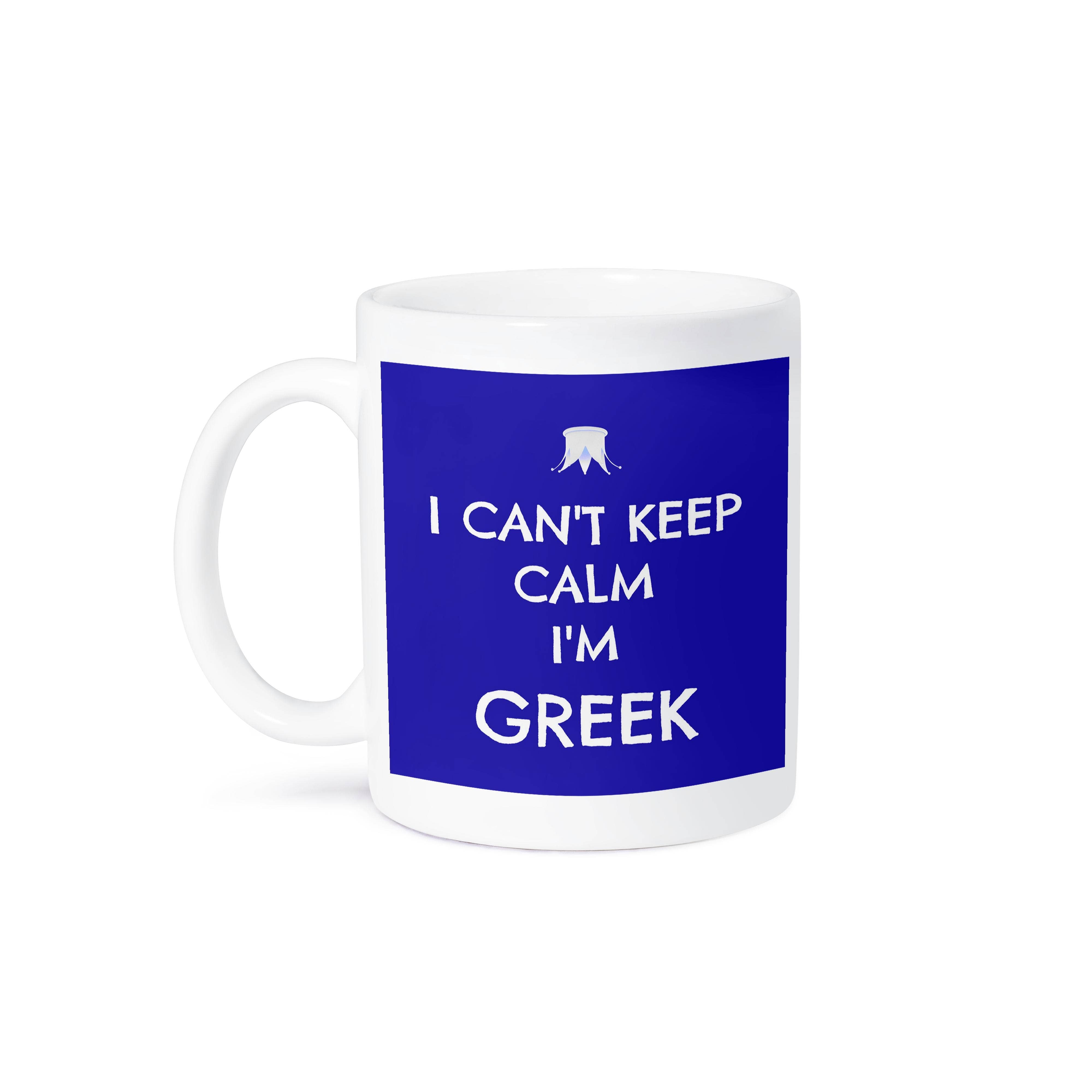 3dRose, I cant keep calm Im Greek, blue and white, Mug - Bexa Boutique