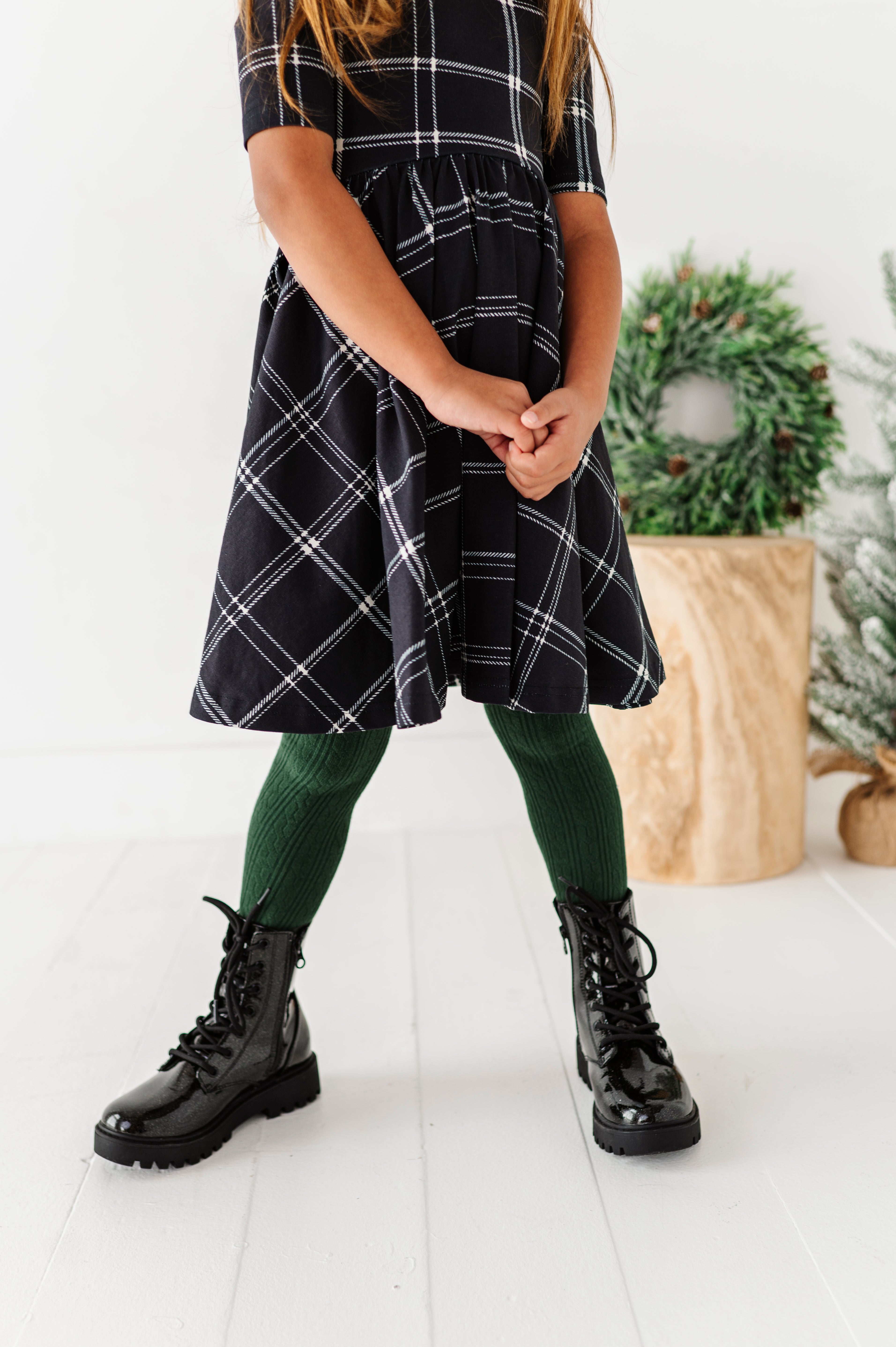 Black Plaid Dress | Scoop Back Dress