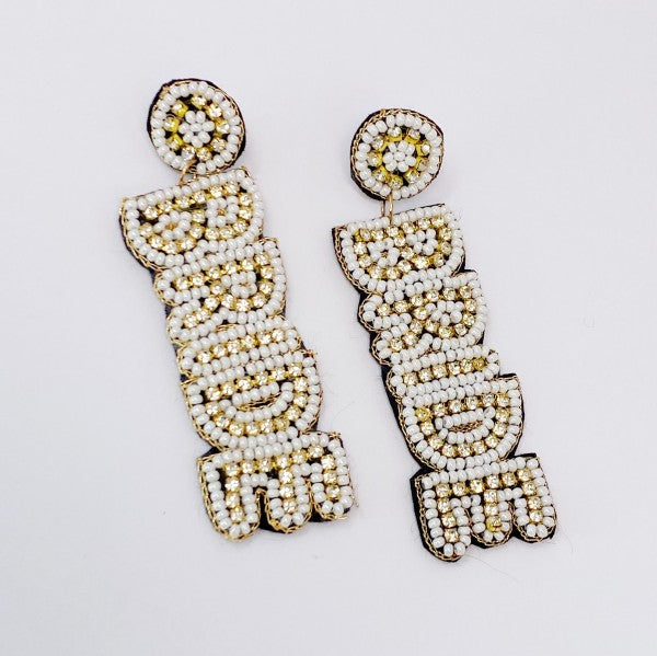 Bride Beaded Dangle Earrings - As Shown - Bexa Boutique