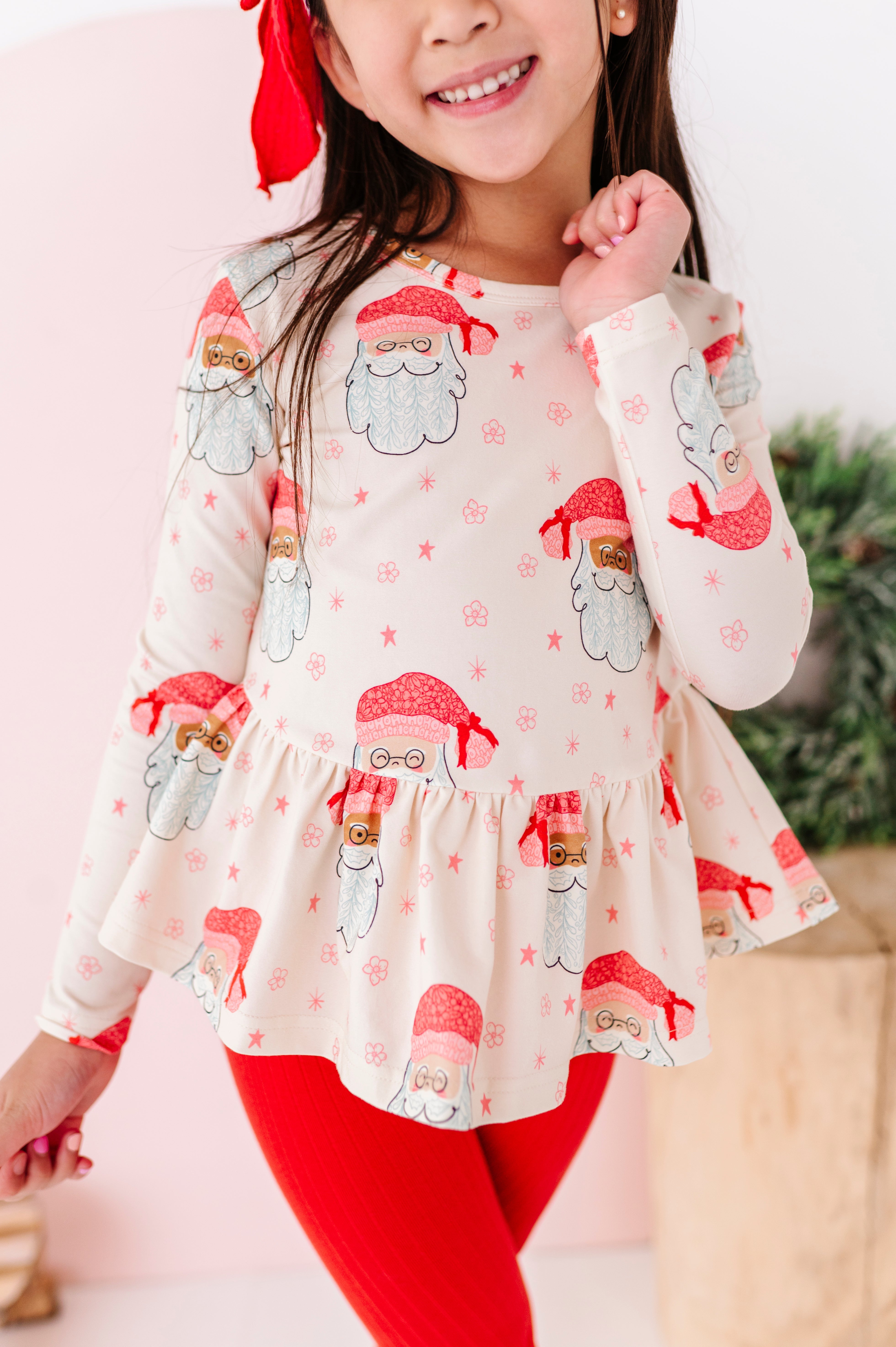 Pink Santas Top | PEPLUM