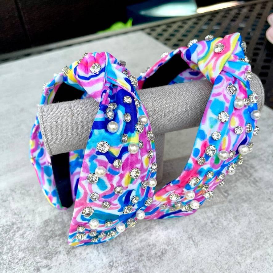 Palm Beach Lemon Wedge Pearl & Rhinestone Knotted Headband - Bexa Boutique