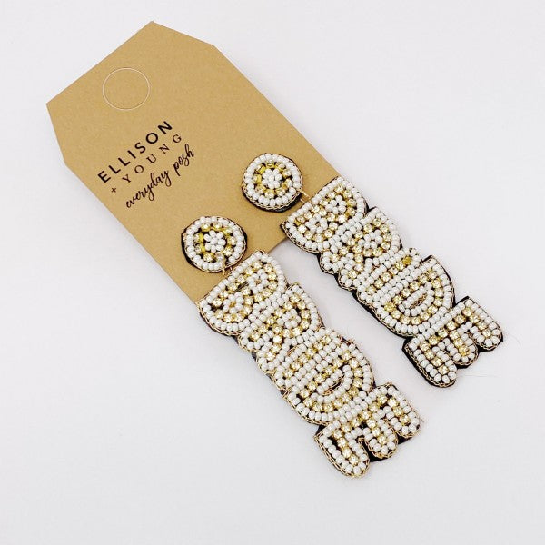 Bride Beaded Dangle Earrings - As Shown - Bexa Boutique