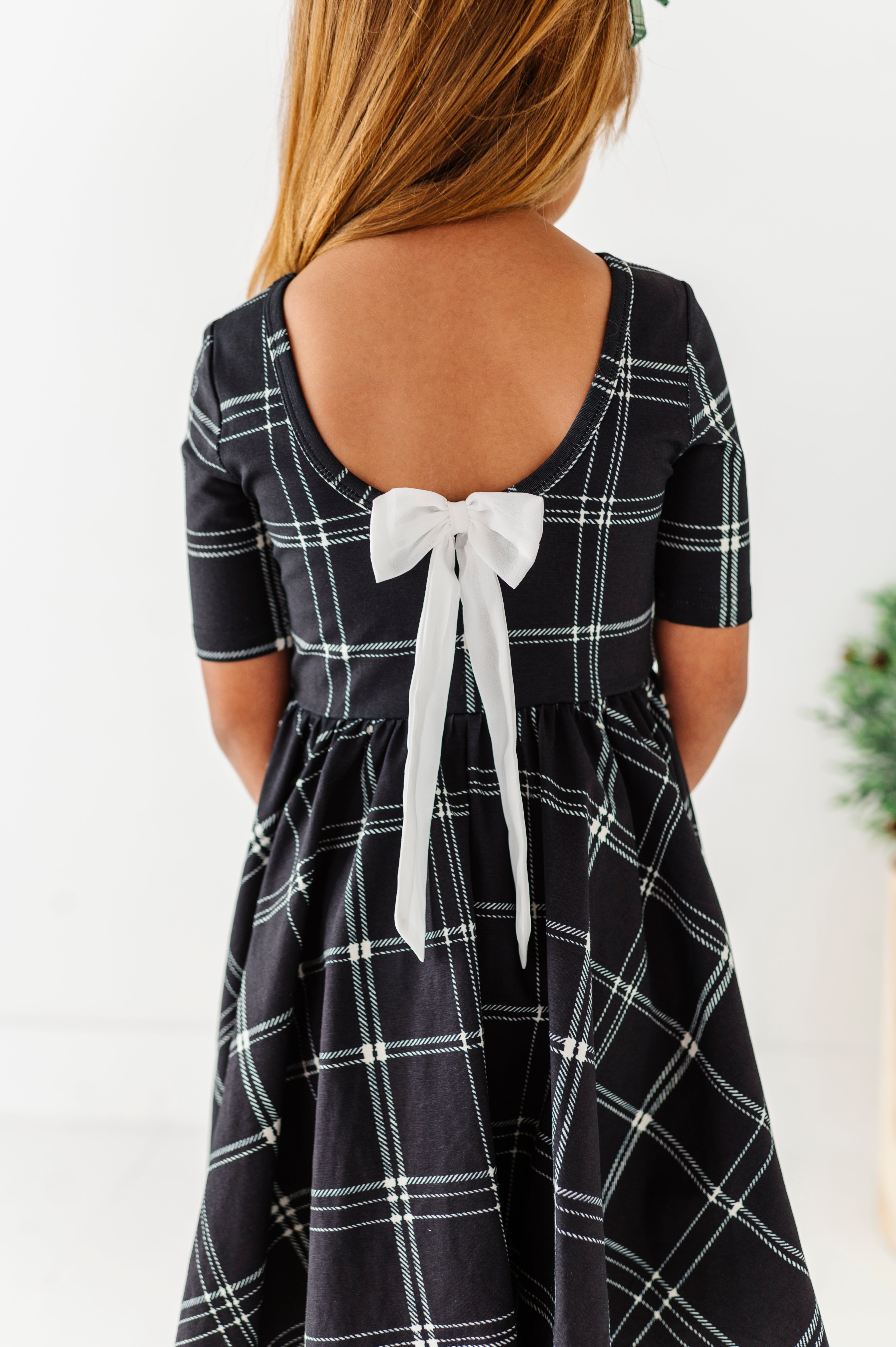 Black Plaid Dress | Scoop Back Dress