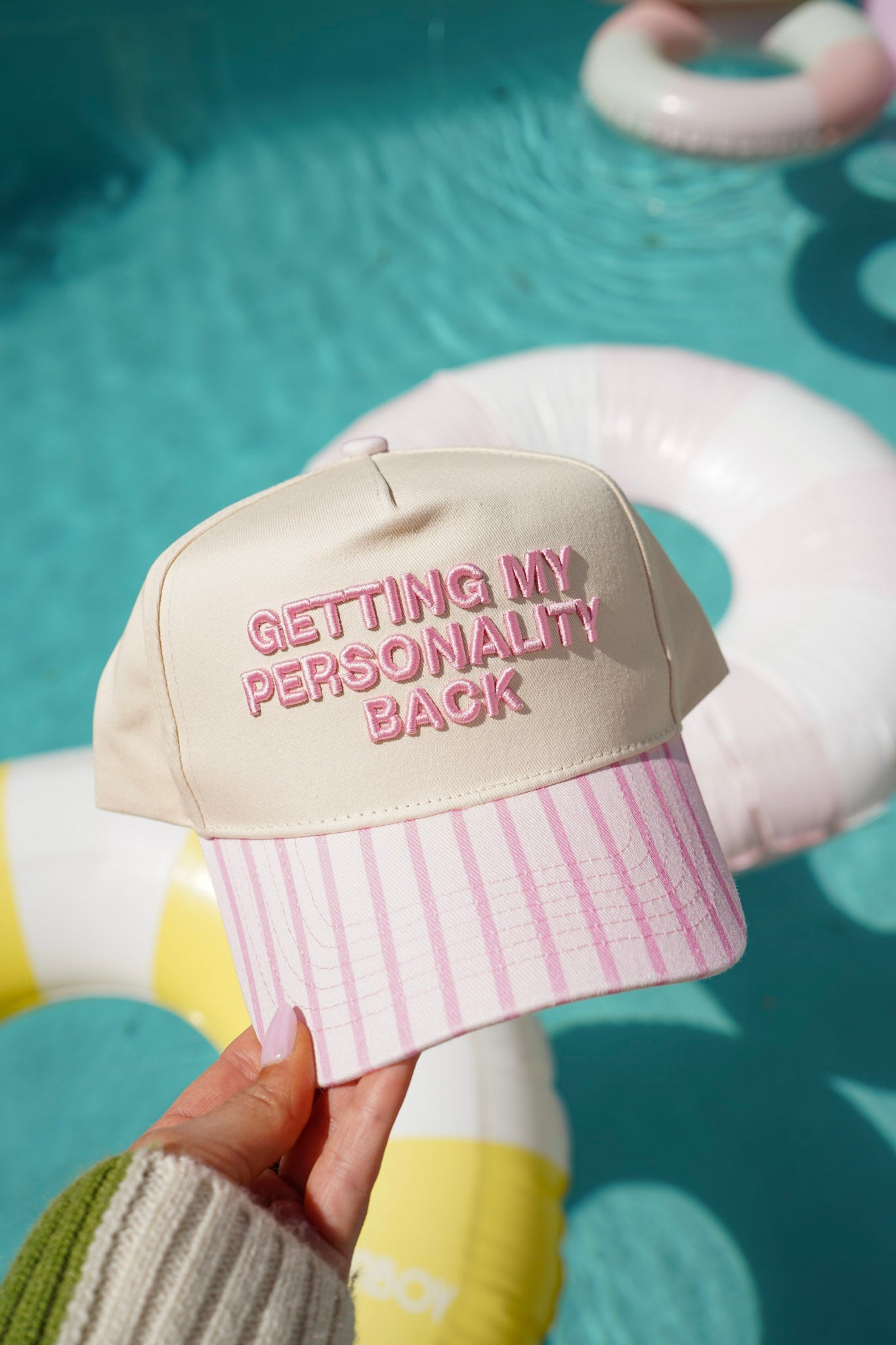 Getting my Personality Back - Pink Stripe Trucker Hat - Bexa Boutique