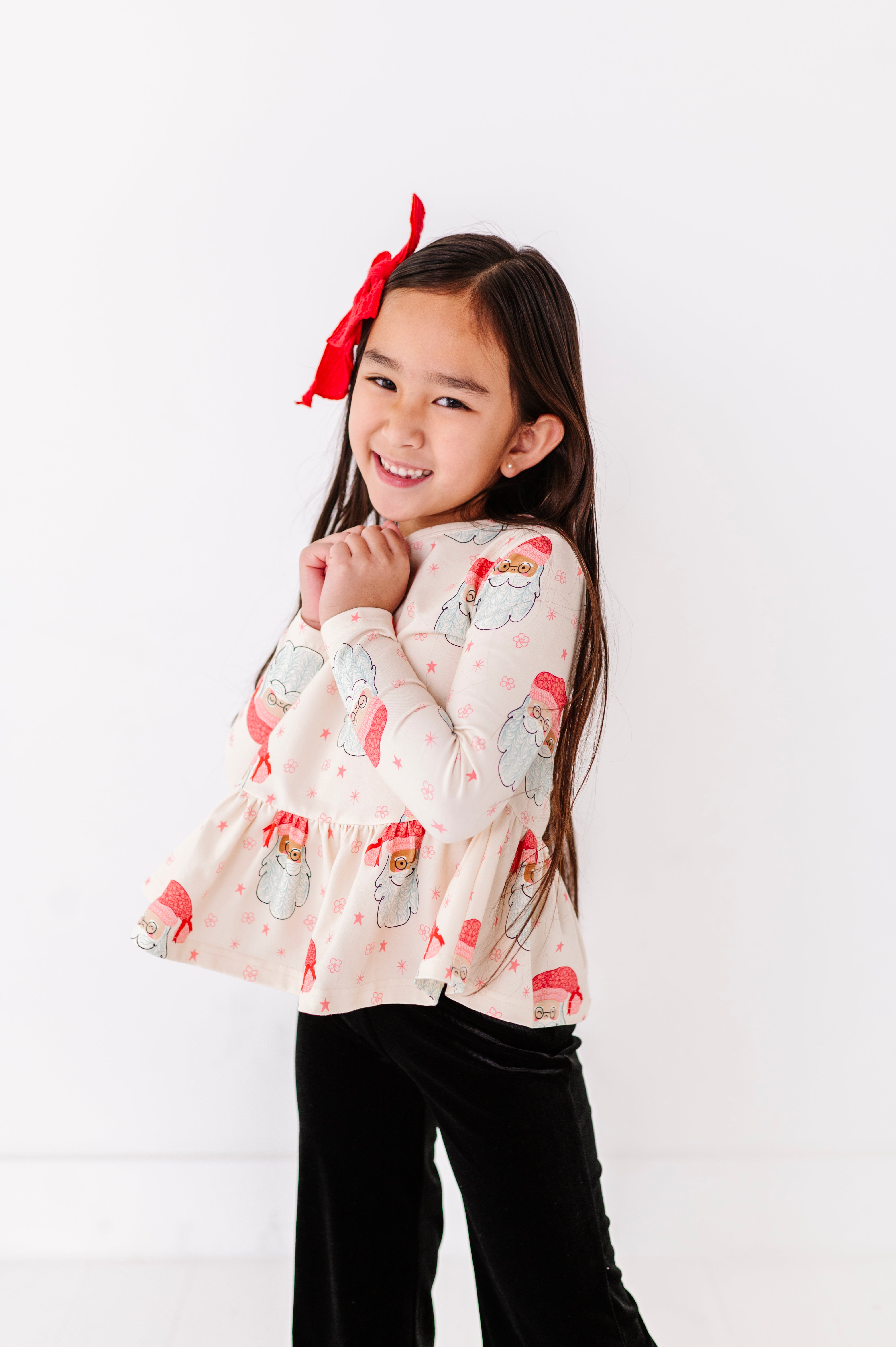 Pink Santas Top | PEPLUM