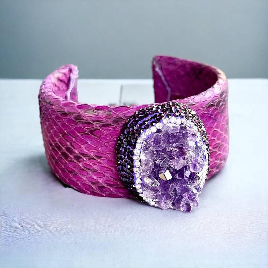 Luxury Dark Purple Raw Amethyst Cuff Bracelet - Bexa Boutique