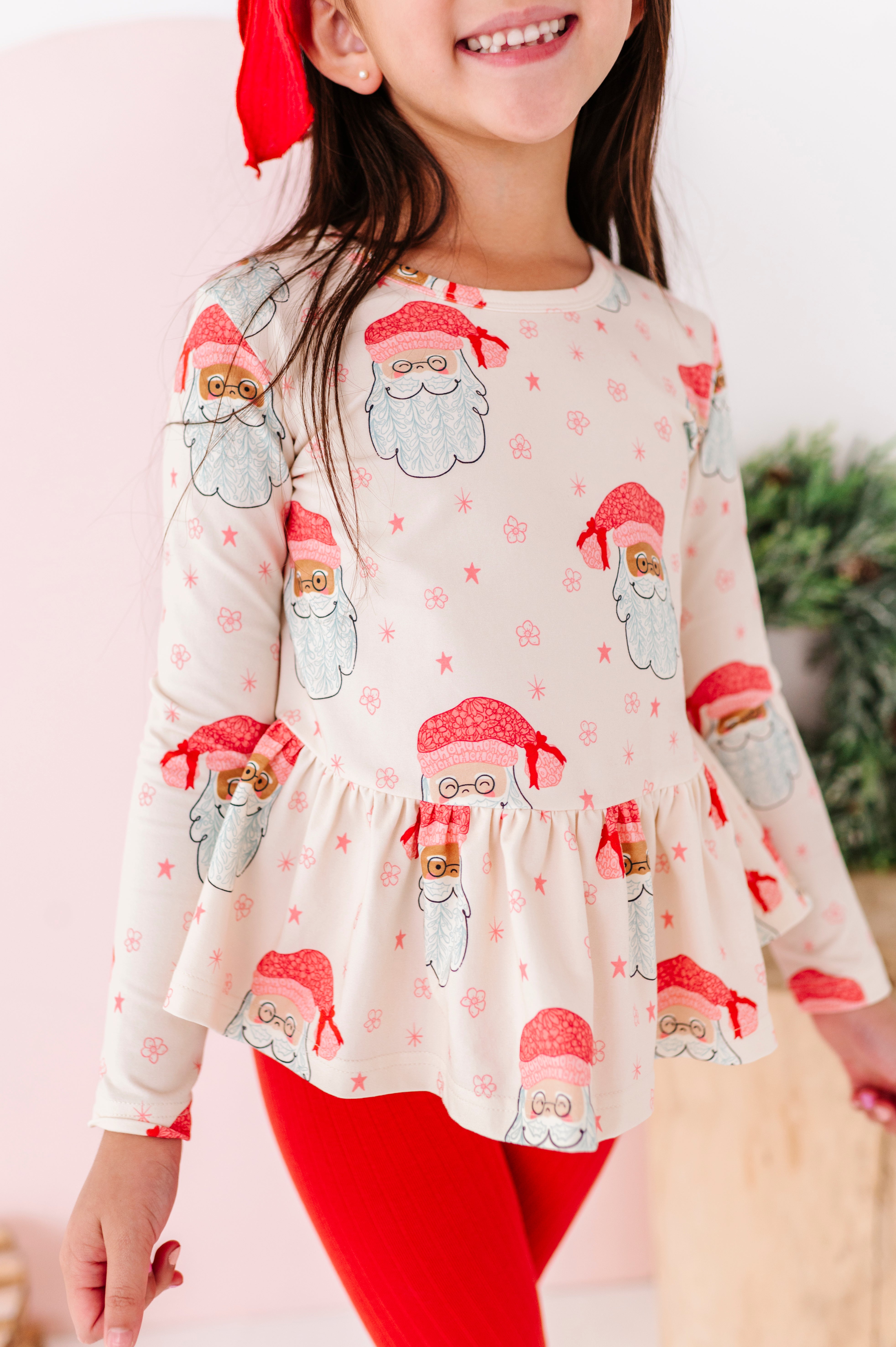 Pink Santas Top | PEPLUM