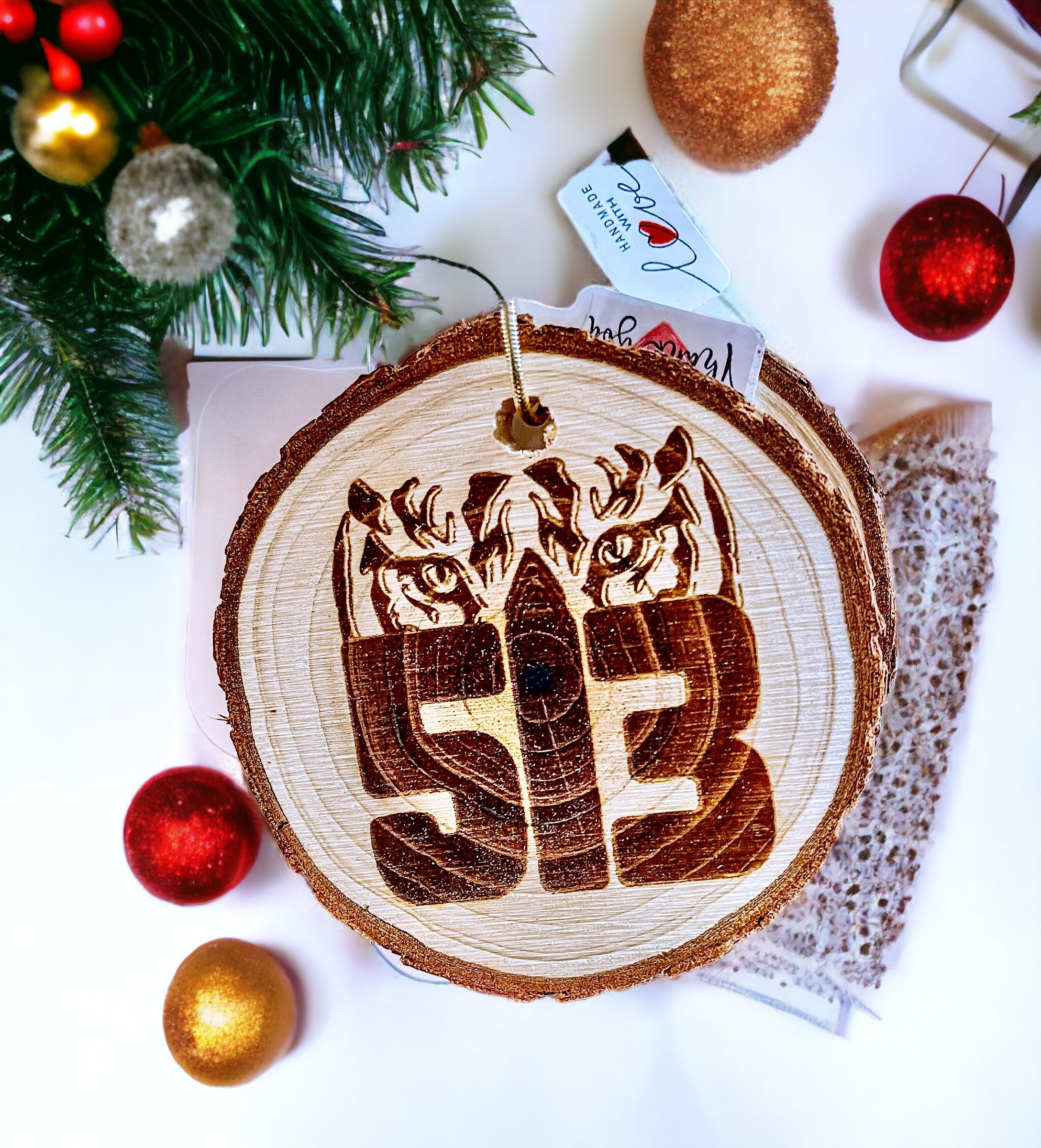 513 Bengals Football Tiger Engraved Wood Slice Ornament - Bexa Boutique
