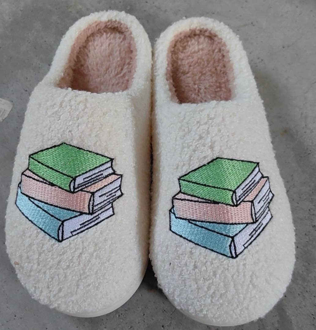 Book Club Embroidered Slippers - Bexa Boutique