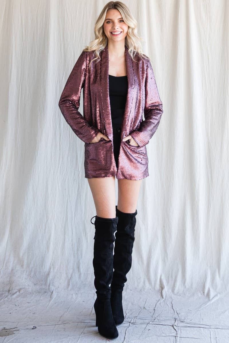 Sequin Shawl Lapel Blazer