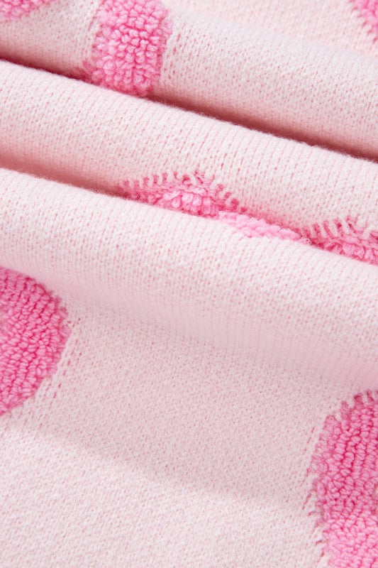 Valentine Heart Bubble Sleeve Baggy Sweater - Pink - Bexa Boutique