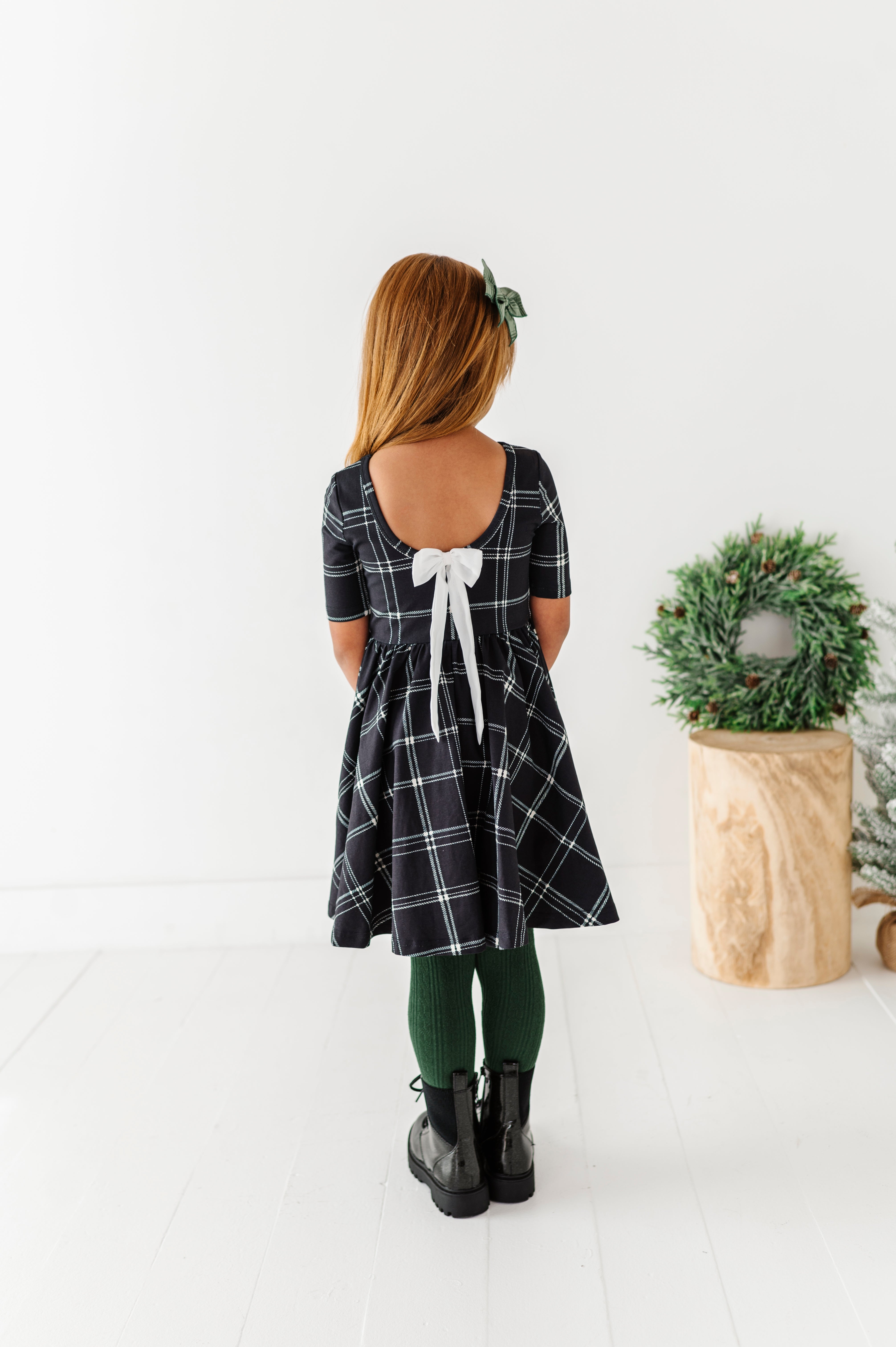 Black Plaid Dress | Scoop Back Dress