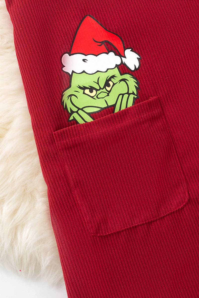 Grinch corduroy dress with side pocket and bows - Bexa Boutique