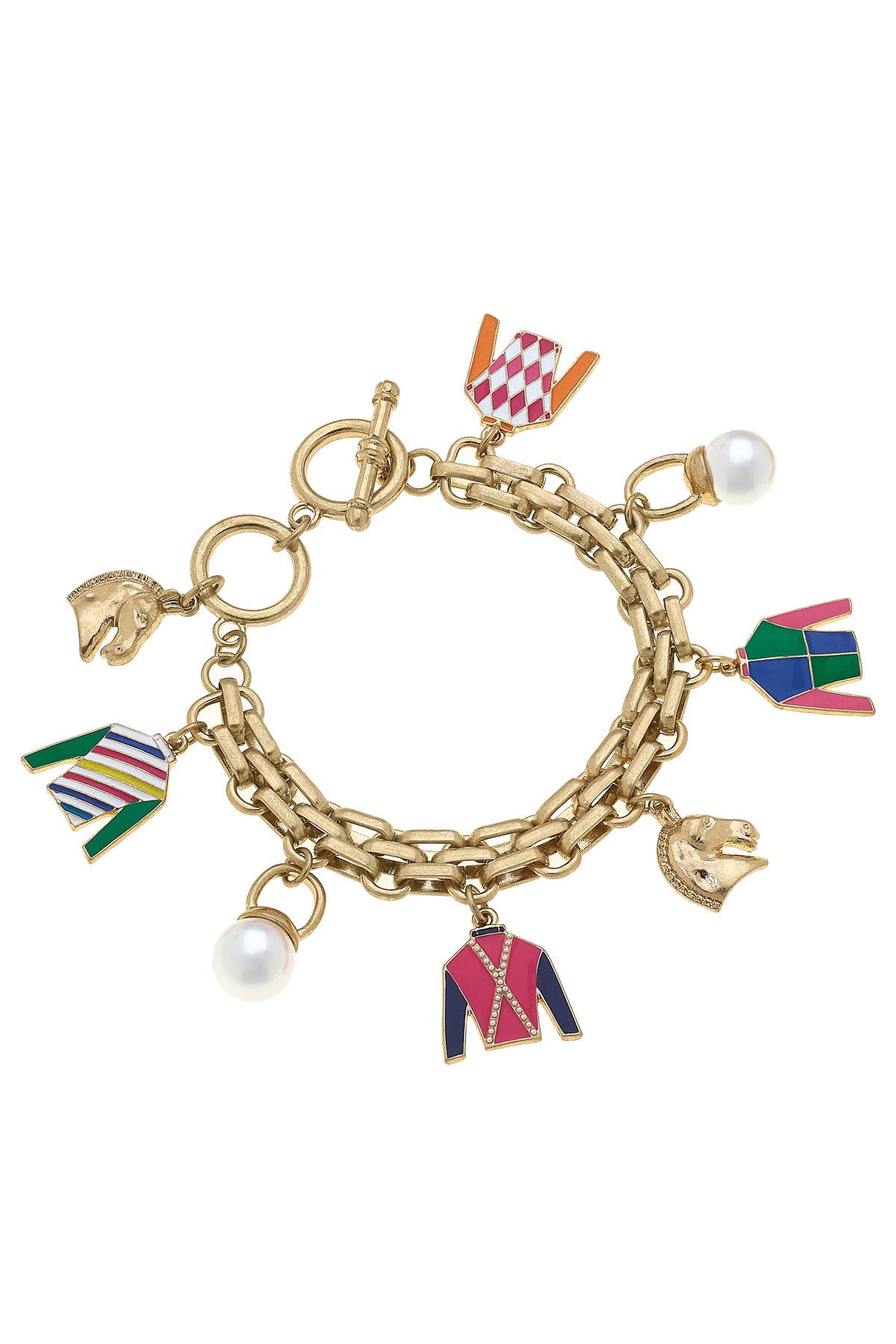Triple Crown Jockey Silk Enamel Charm Bracelet in Multi - Bexa Boutique