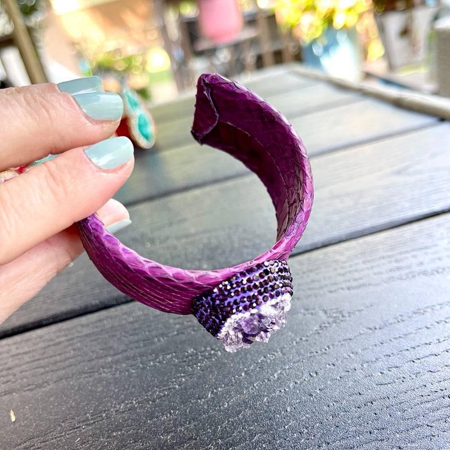 Luxury Dark Purple Raw Amethyst Cuff Bracelet - Bexa Boutique