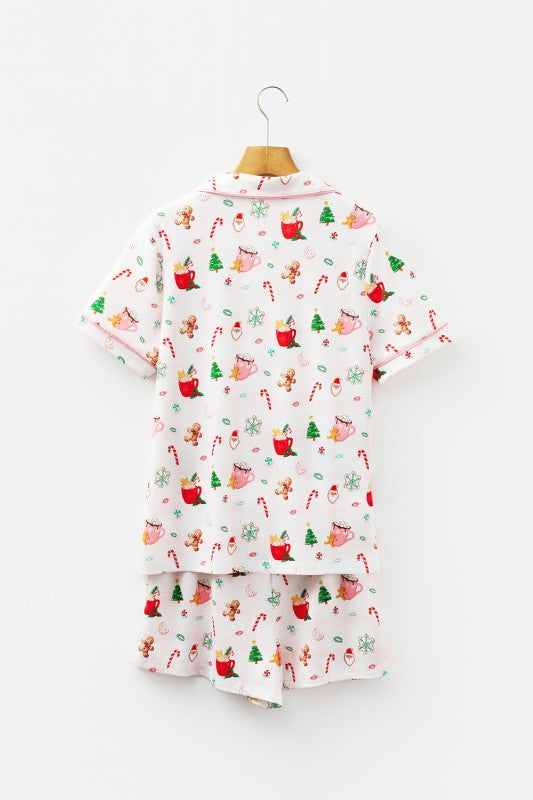 Christmas Spirits Shirt and Shorts Pajama Set - White - Bexa Boutique