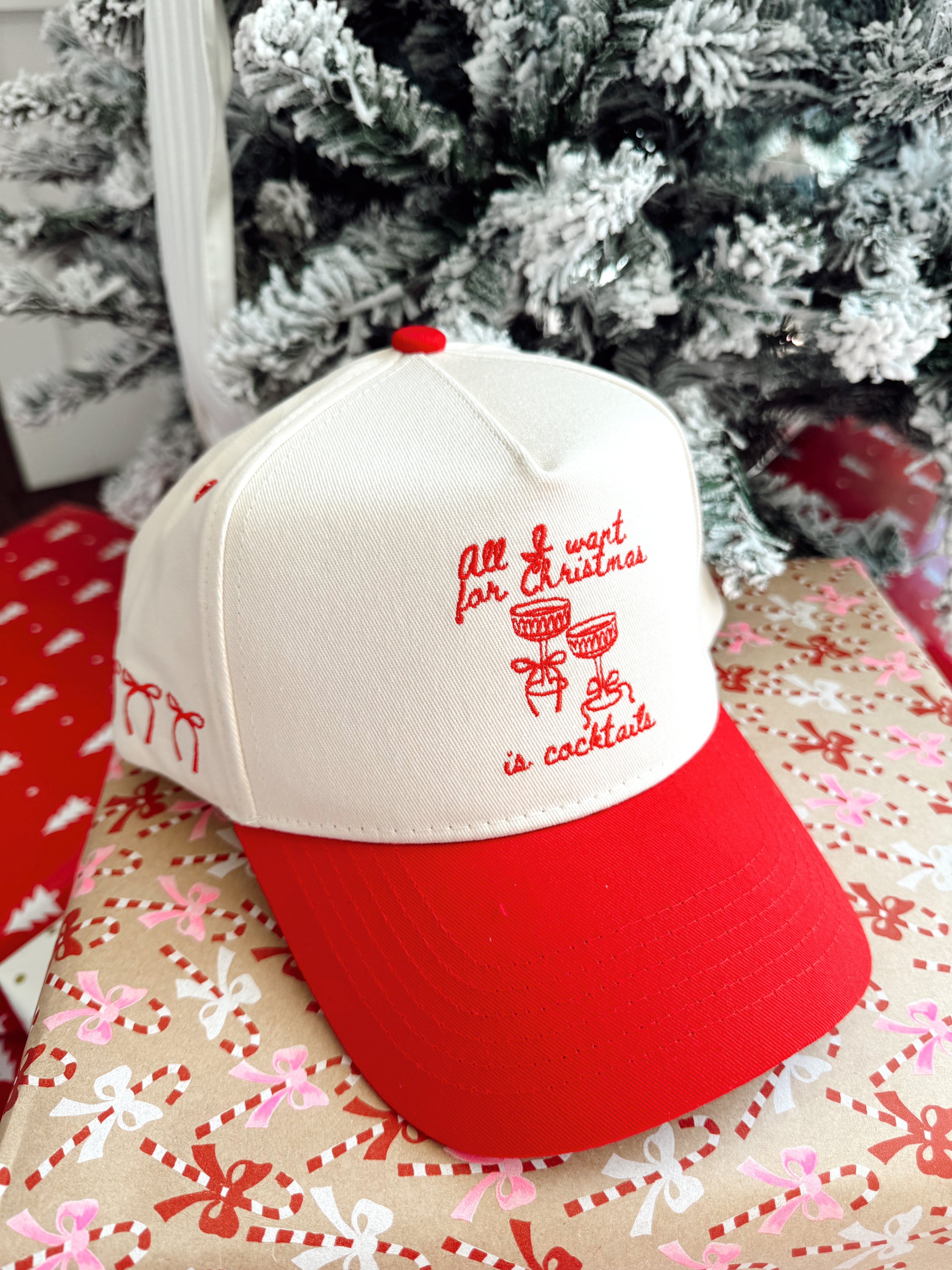 All I Want for Christmas is Cocktails - Red Vintage Trucker Hat
