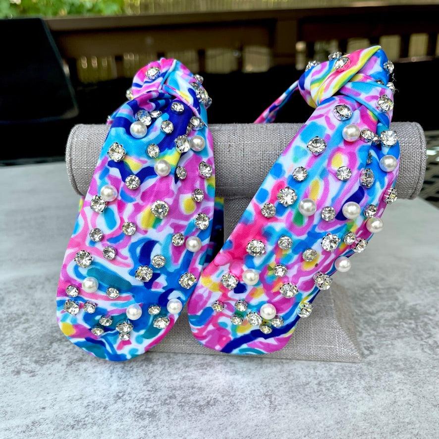 Palm Beach Lemon Wedge Pearl & Rhinestone Knotted Headband - Bexa Boutique