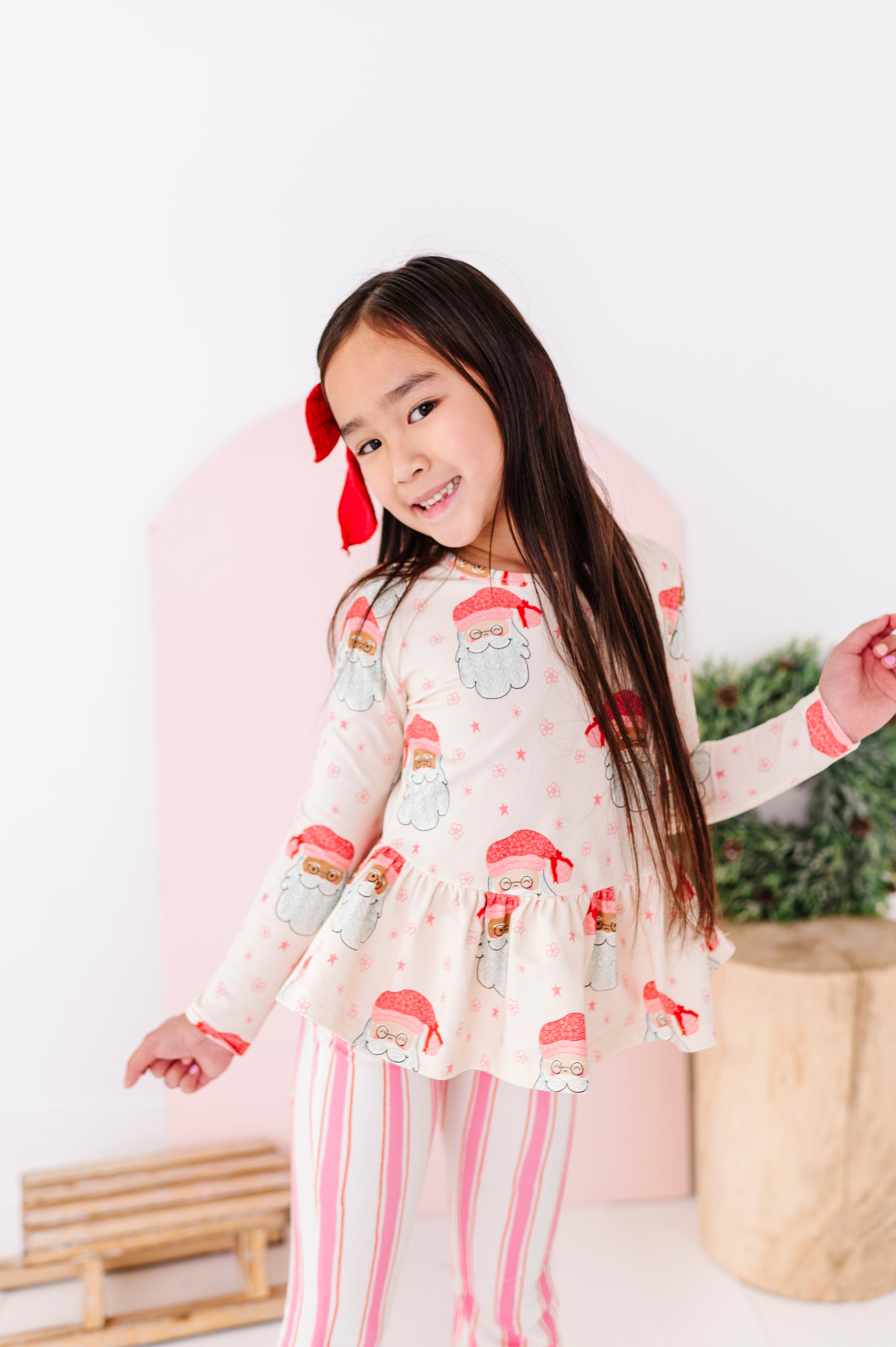 Pink Santas Top | PEPLUM