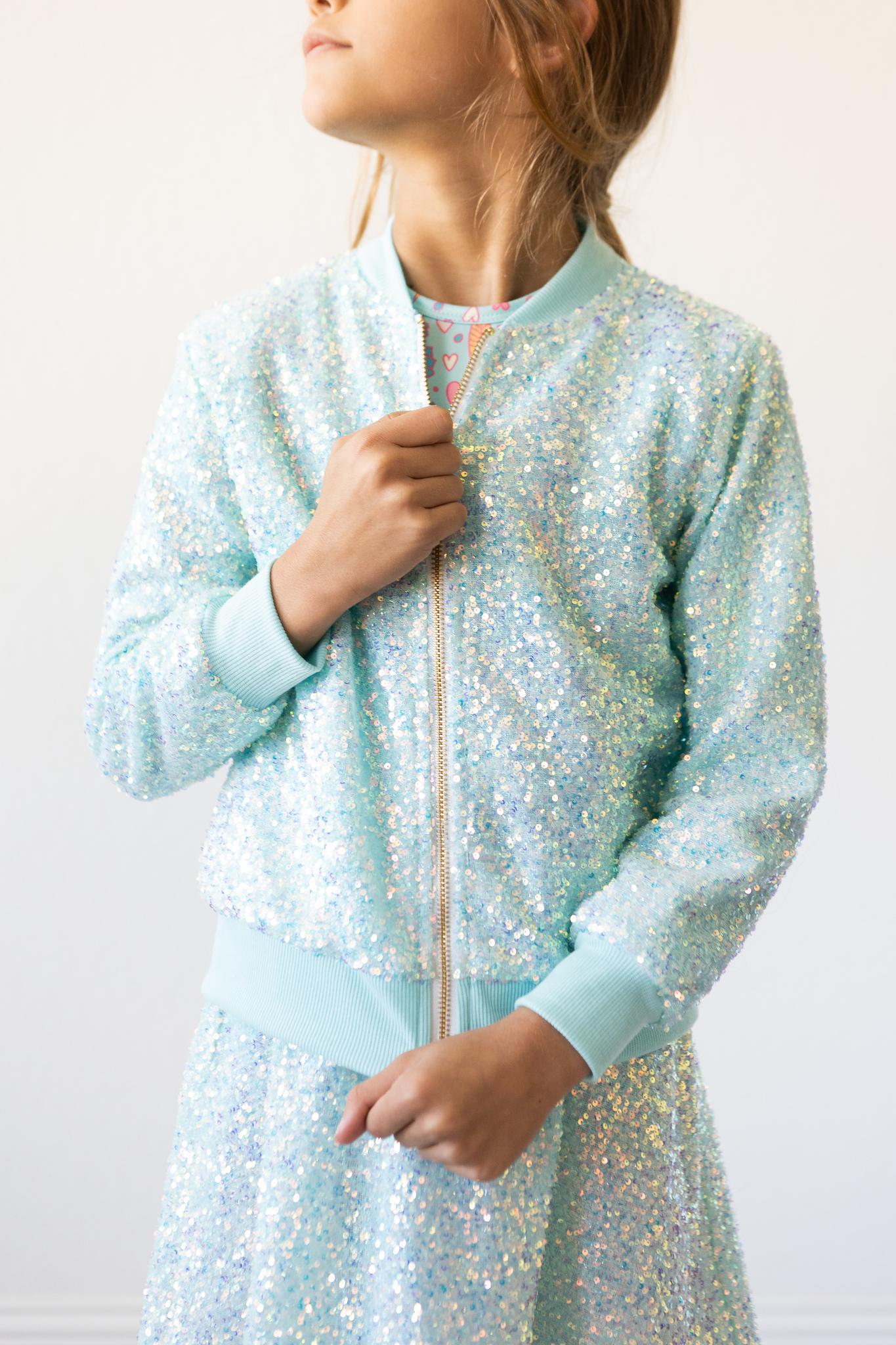 Aqua Sequin Jacket - Bexa Boutique