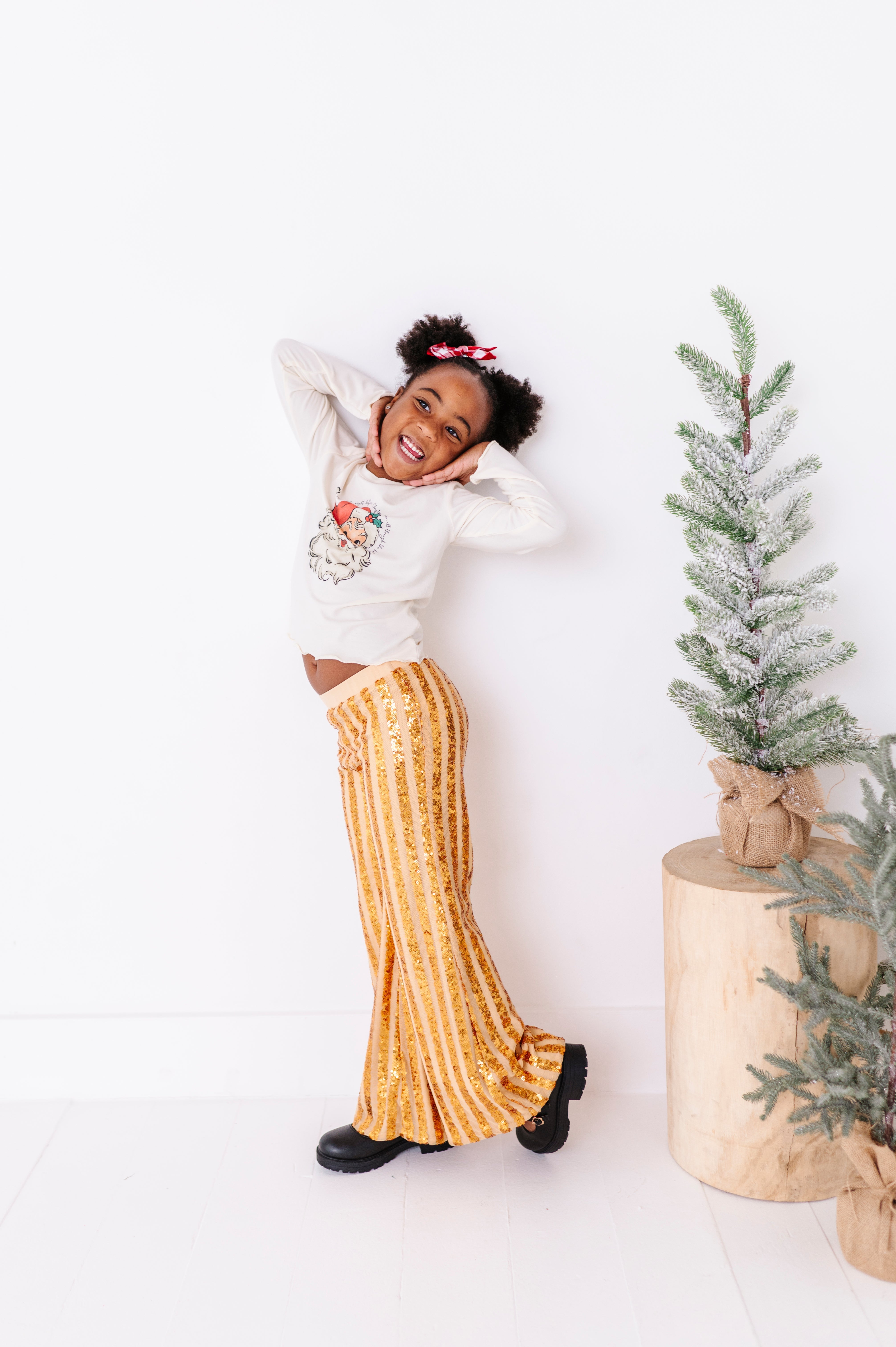 Gold Sequin Stripe Pants | Wide-Leg Pants