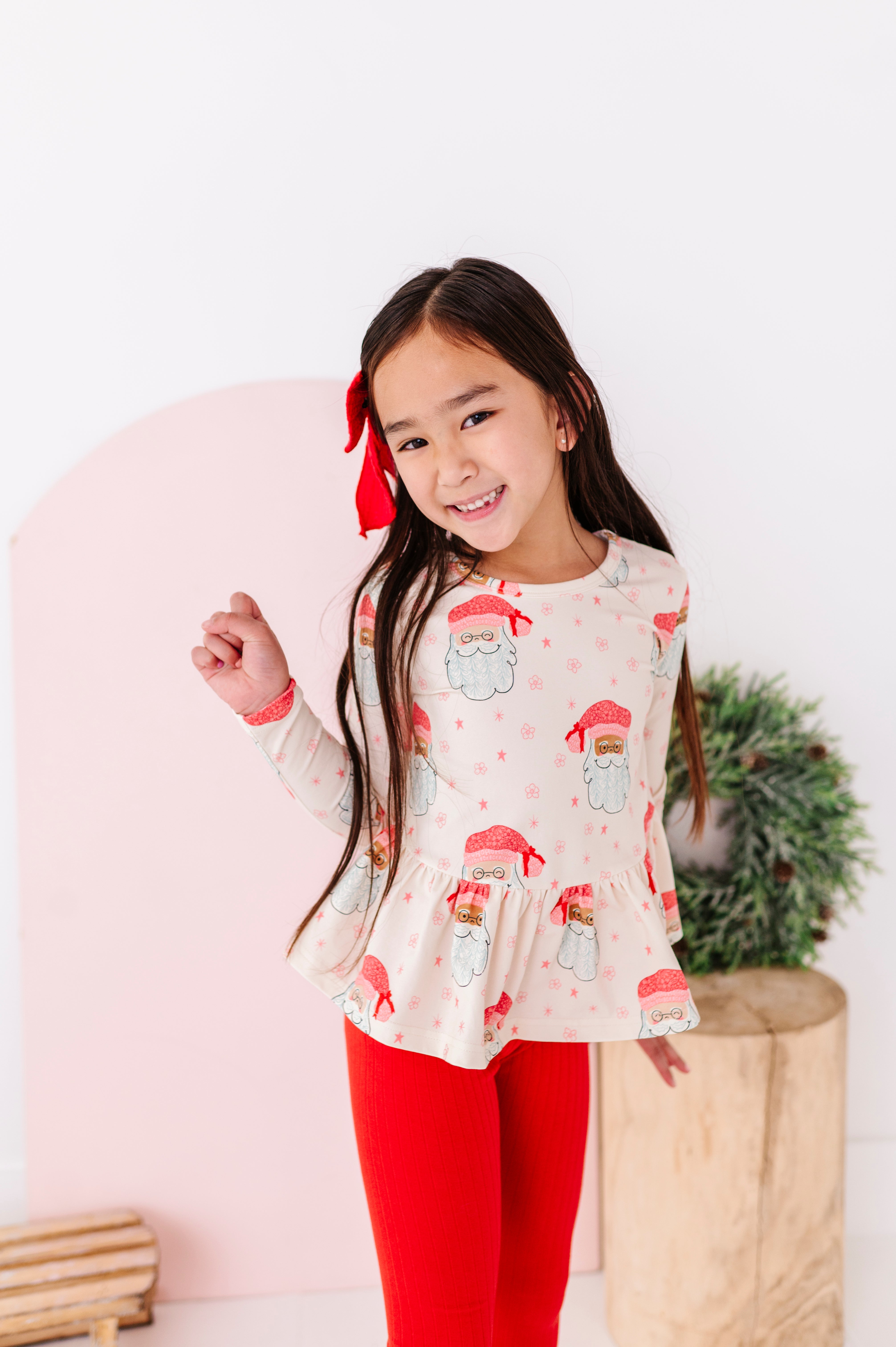 Pink Santas Top | PEPLUM