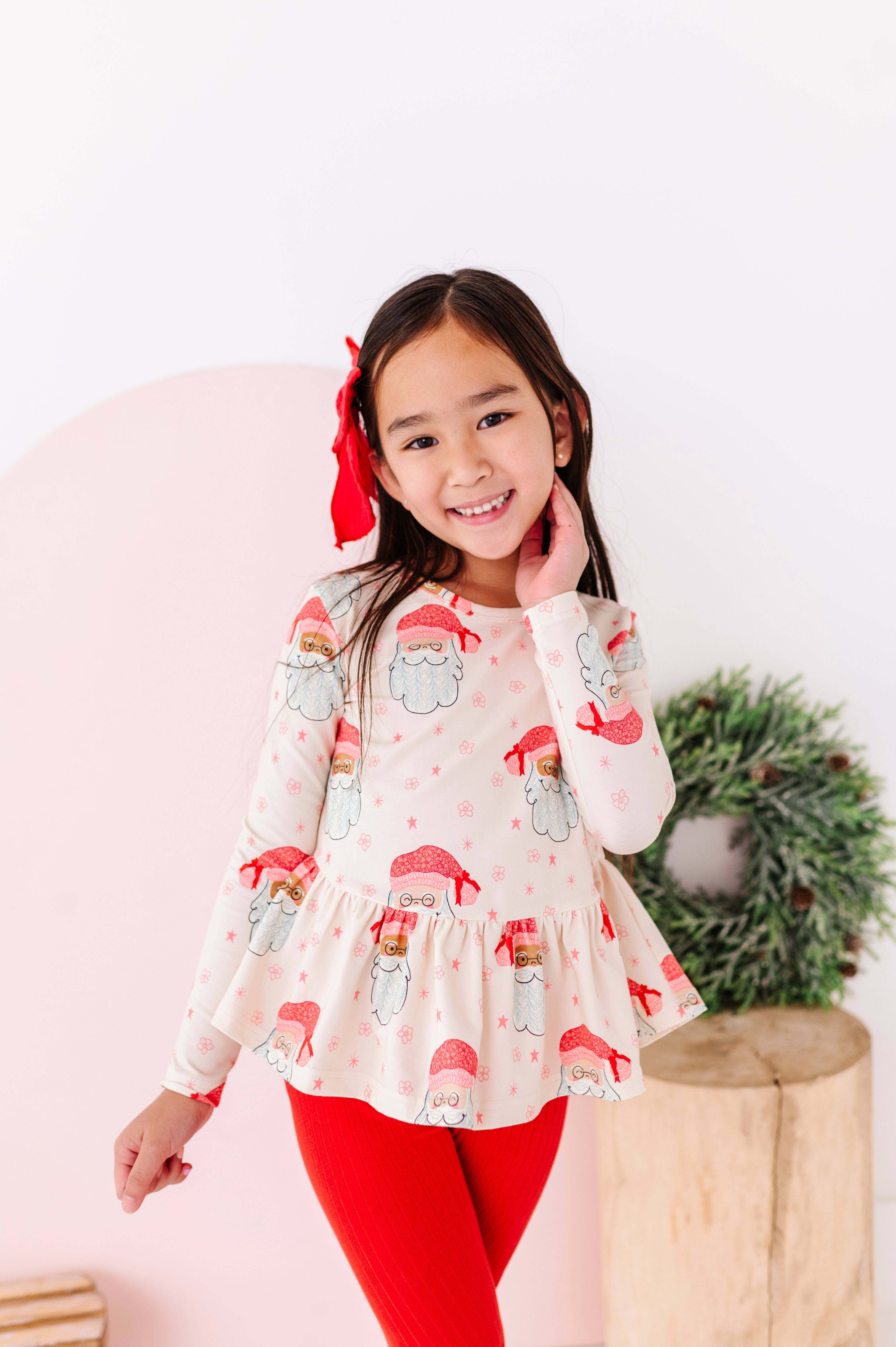 Pink Santas Top | PEPLUM