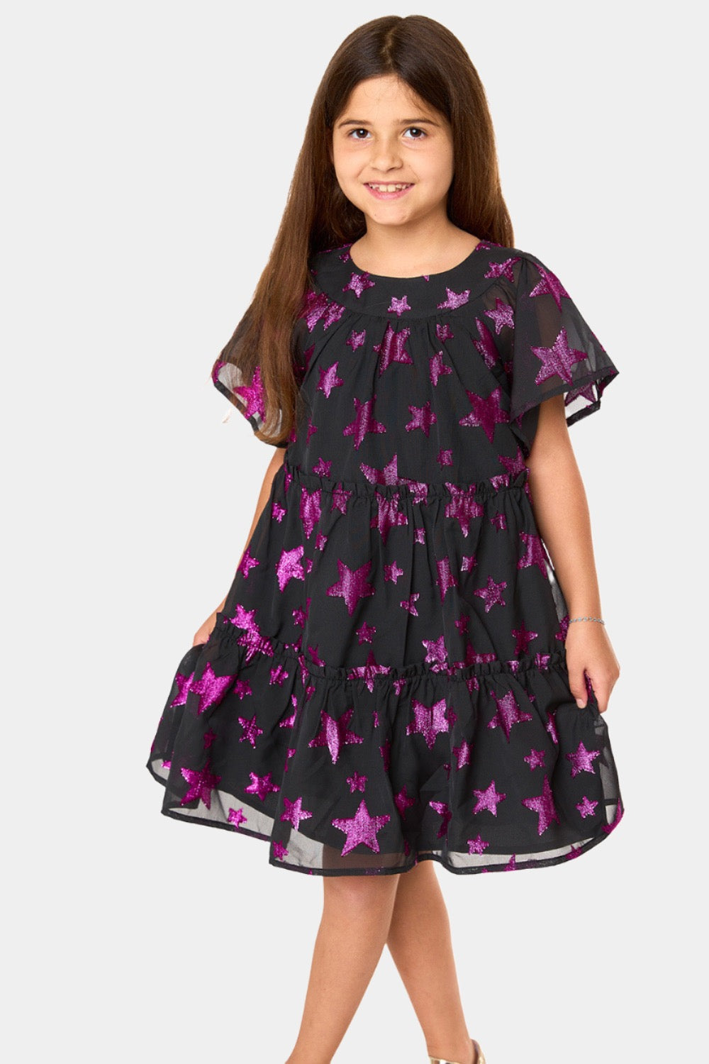 Kenzie Girls Dress - Celestial - Black - Bexa Boutique