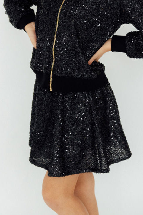 Black Sequin Twirl Skort - Bexa Boutique