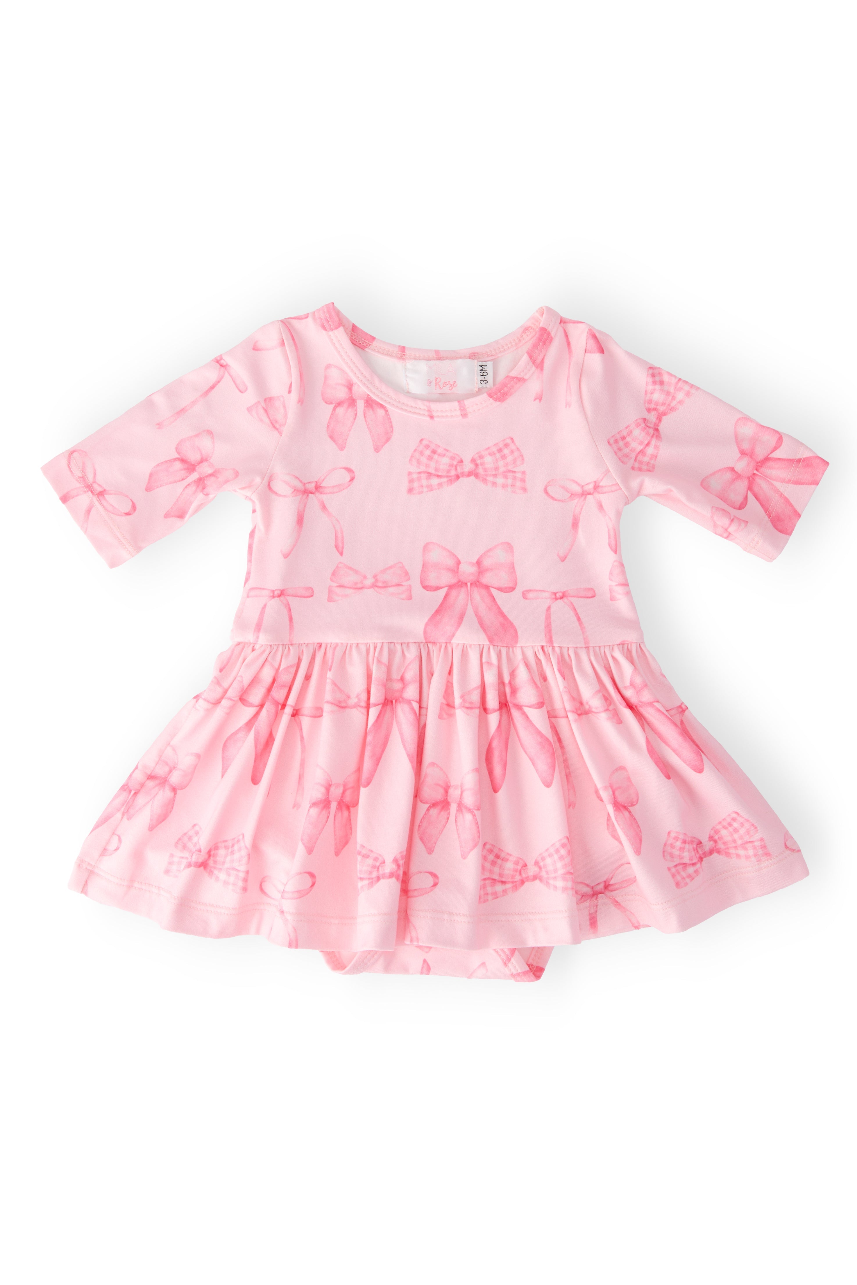 Blushing Bows 3/4 Sleeve Twirl Bodysuit - Bexa Boutique