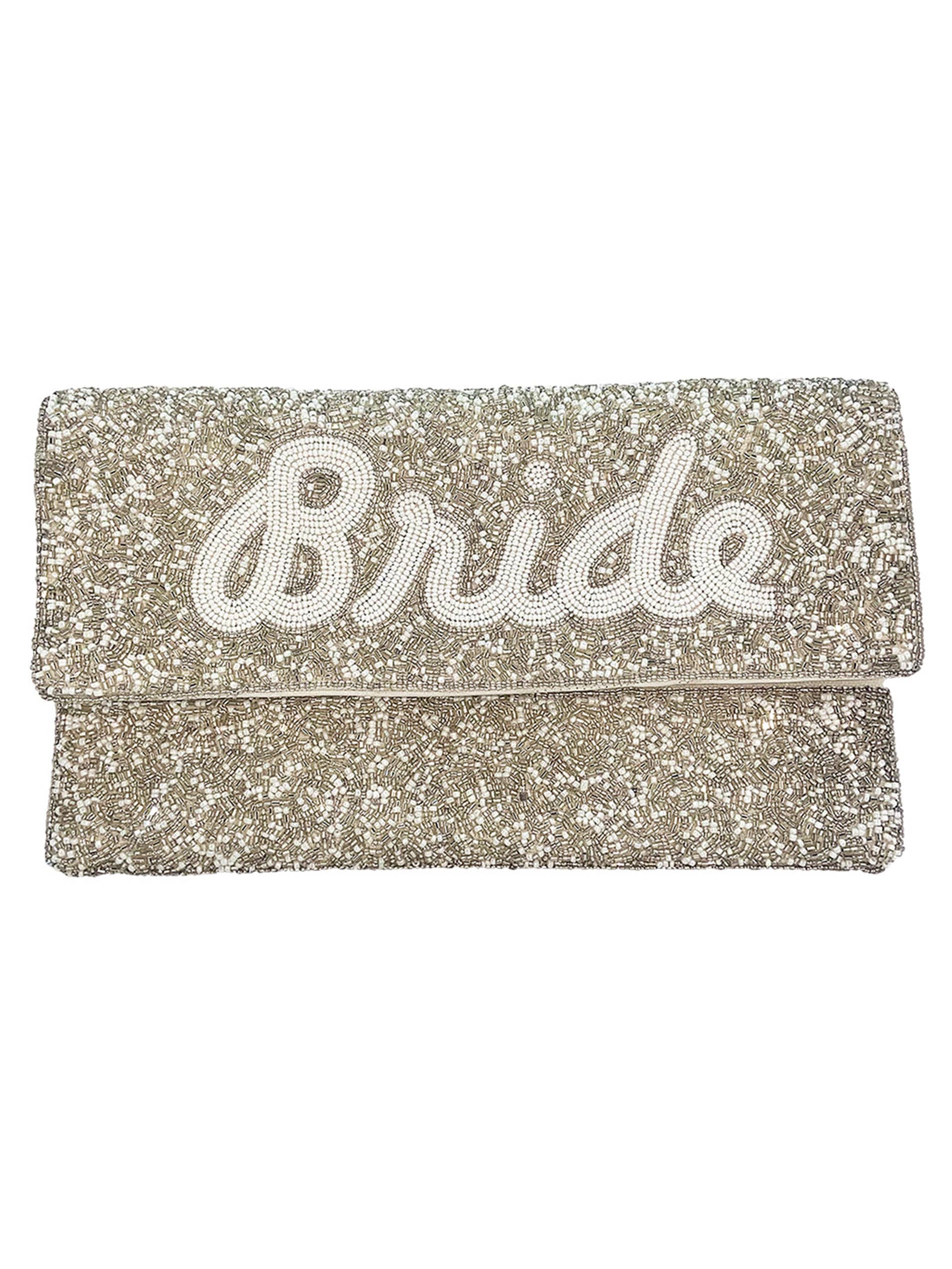 Silver Bride Beaded Clutch Bag - silver - Bexa Boutique